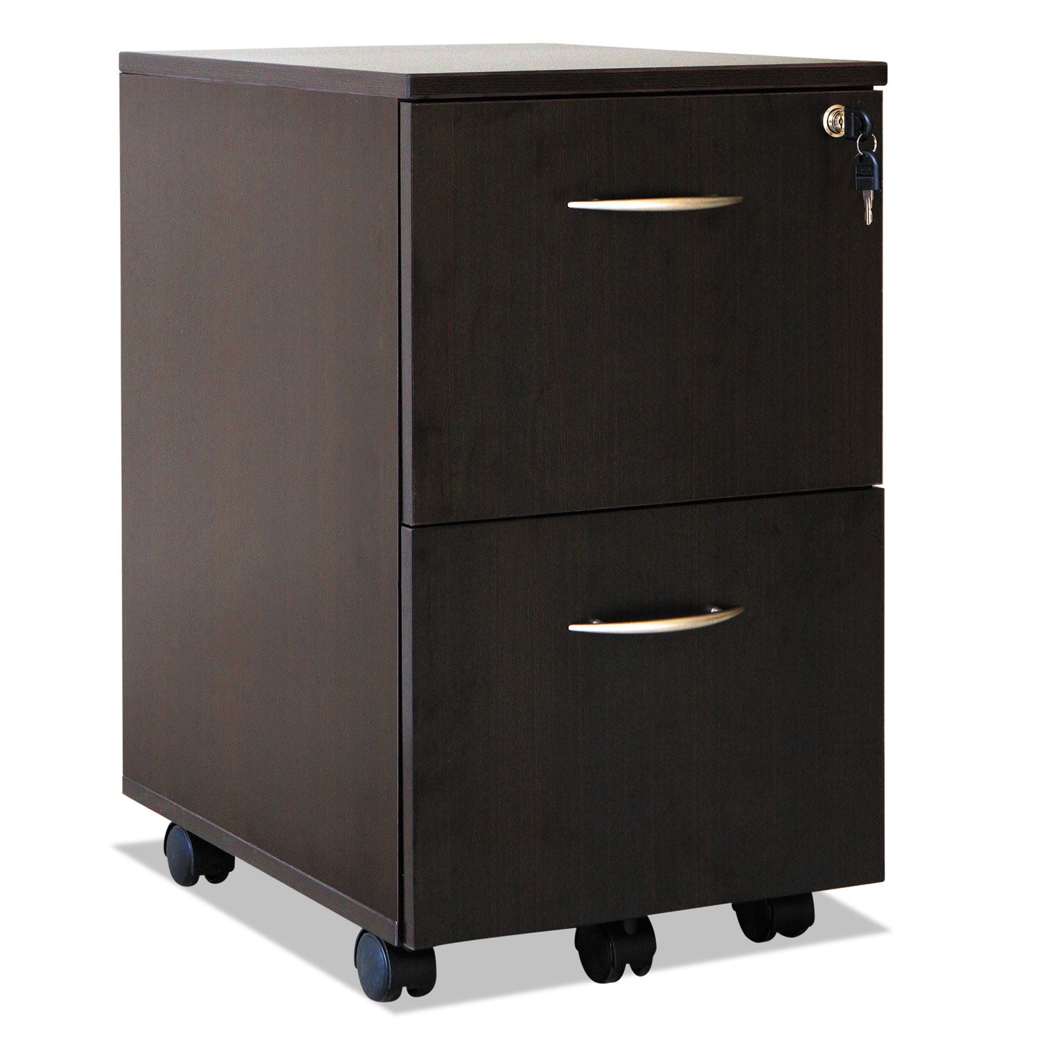 Alera Valencia Series Mobile Pedestal, Left or Right, 2 Legal/Letter-Size File Drawers, Espresso, 15.38" x 20" x 26.63"