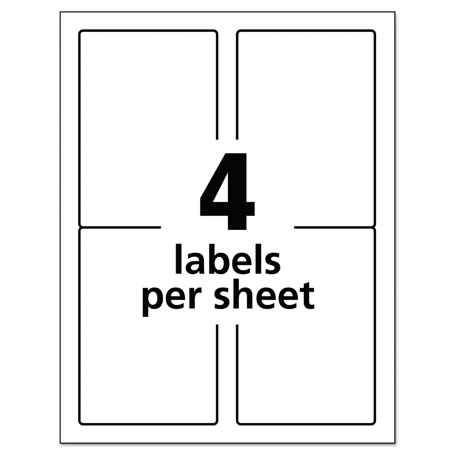 Avery Durable Permanent ID Labels with TrueBlock Technology, Laser Printers, 3.5 x 5, White, 4/Sheet, 50 Sheets/Pack