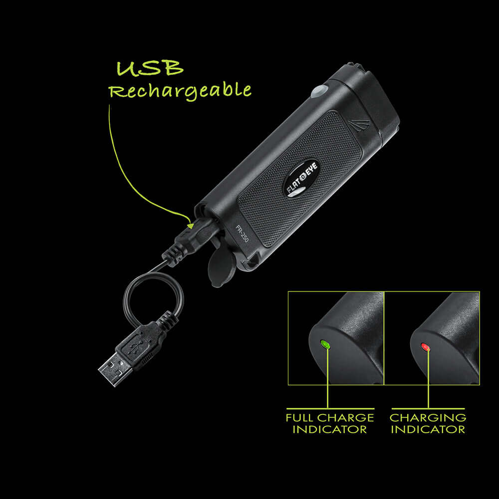 FLATEYE™ Rechargeable FR-250 Flashlight – 250 Lumens