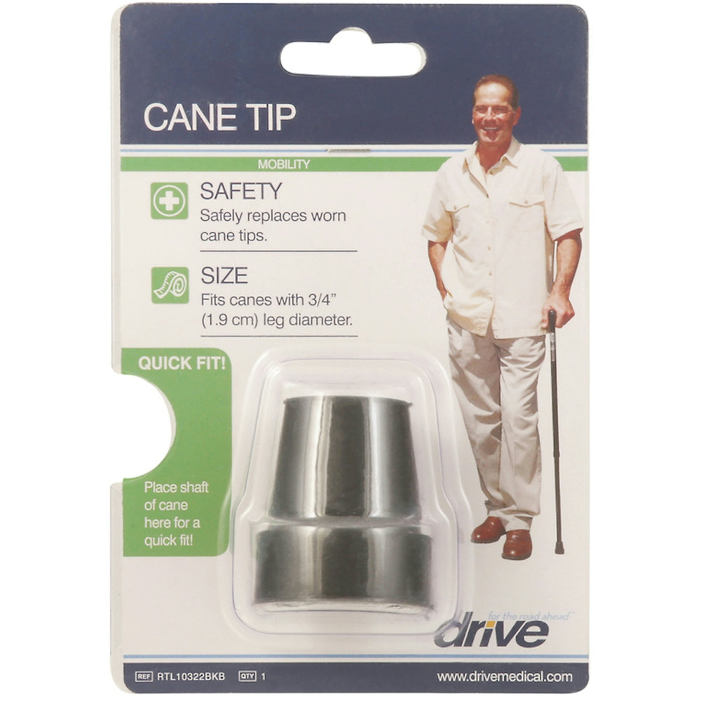 Drive Medical Replacement Cane Tip – 3/4 Inch Diameter, Black