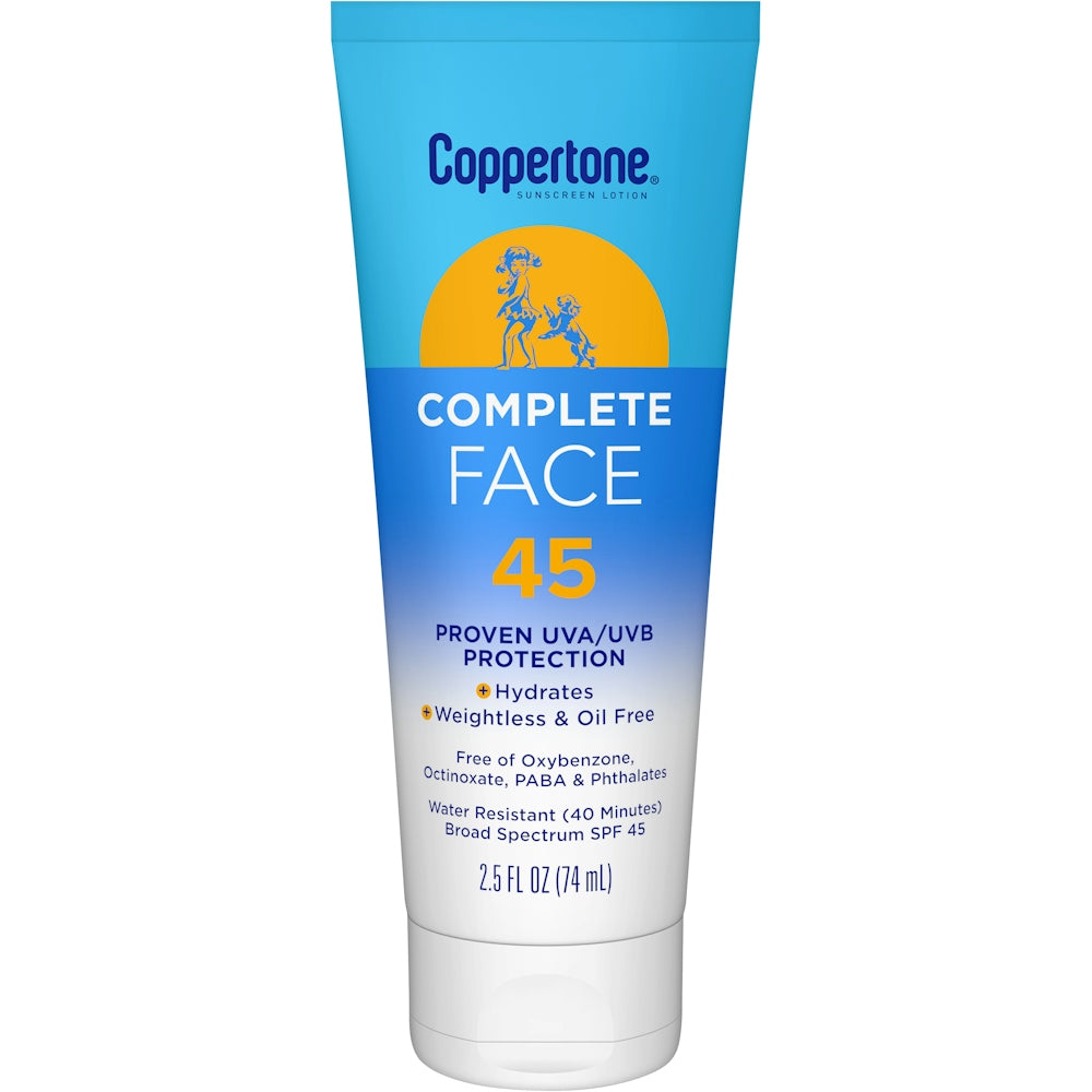 Coppertone Complete Face Sunscreen Lotion - SPF 45 - 2.5 Fl Oz