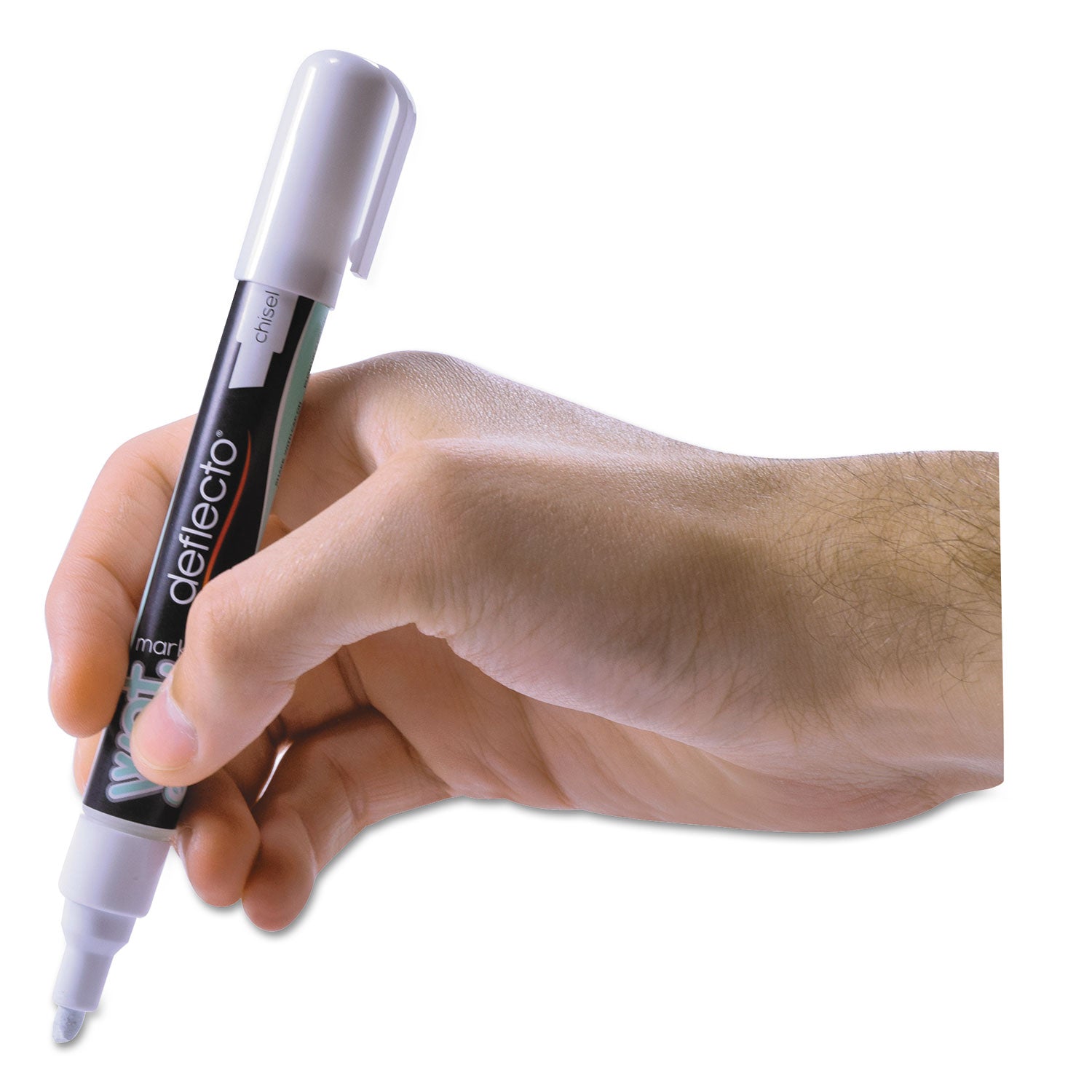 deflecto Wet Erase Markers, Medium Chisel Tip, White, 4/Pack