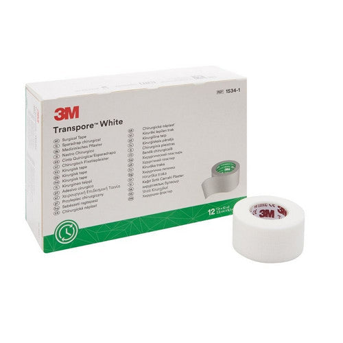 3M Medical Tape Transpore 1 Inch X 10 Yard Plastic NonSterile - Box Of 12