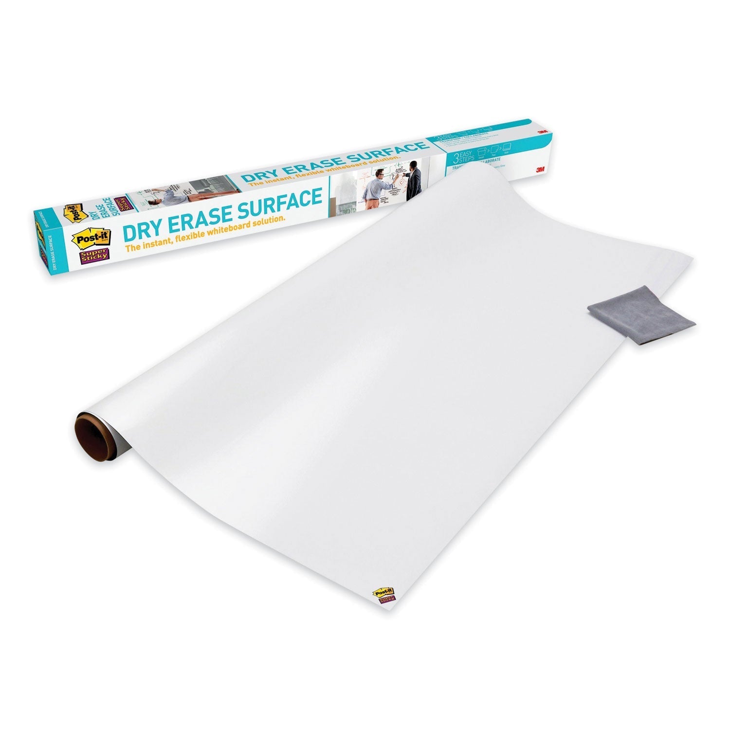 3M Post-it Dry Erase Surface with Adhesive Backing, 72" x 48", White