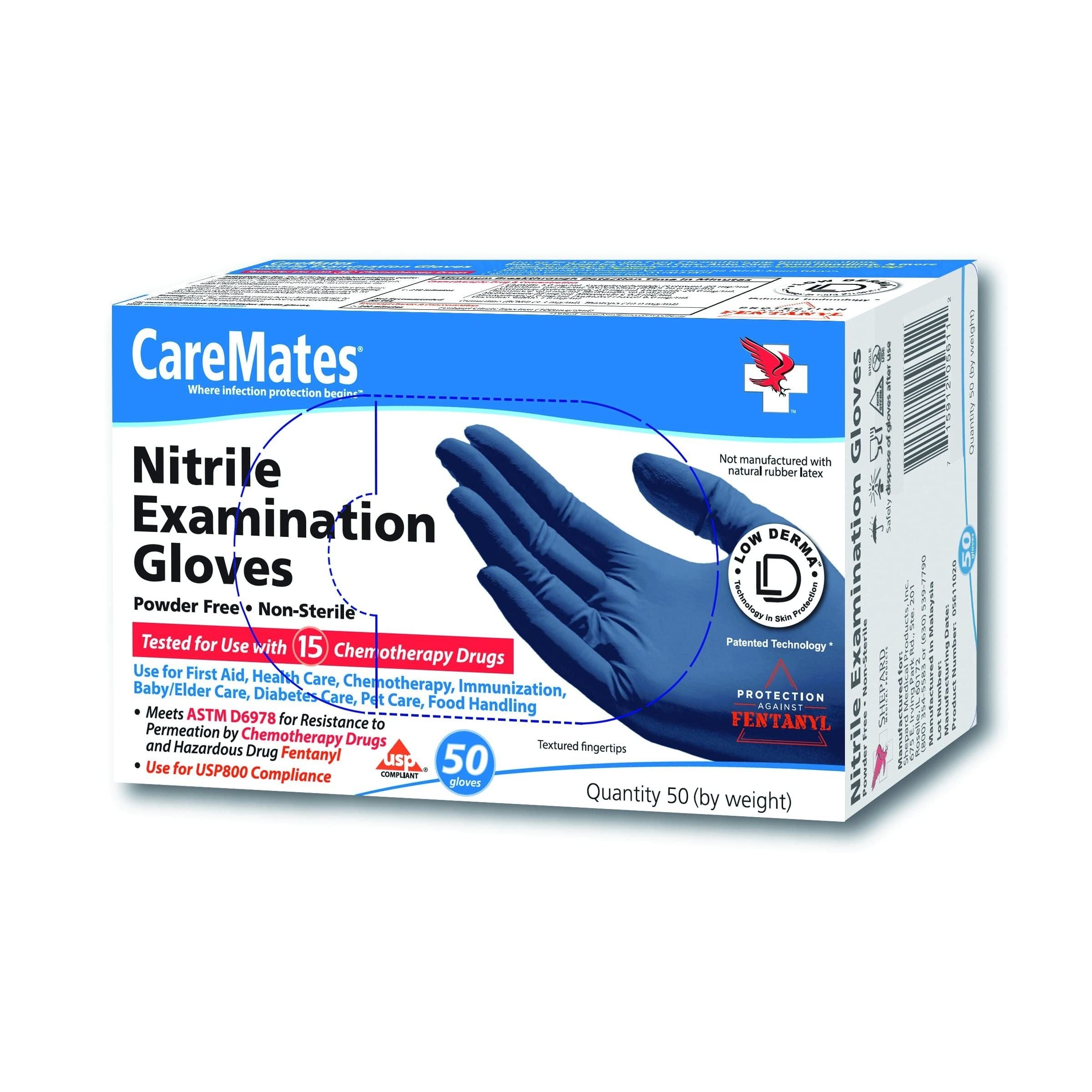 CareMates Powder Free Nitrile Examination Gloves Medium