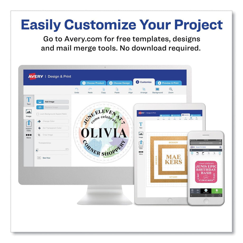 Avery Shipping Labels w/ TrueBlock Technology, Inkjet/Laser Printers, 3.33 x 4, White, 6/Sheet, 500 Sheets/Box