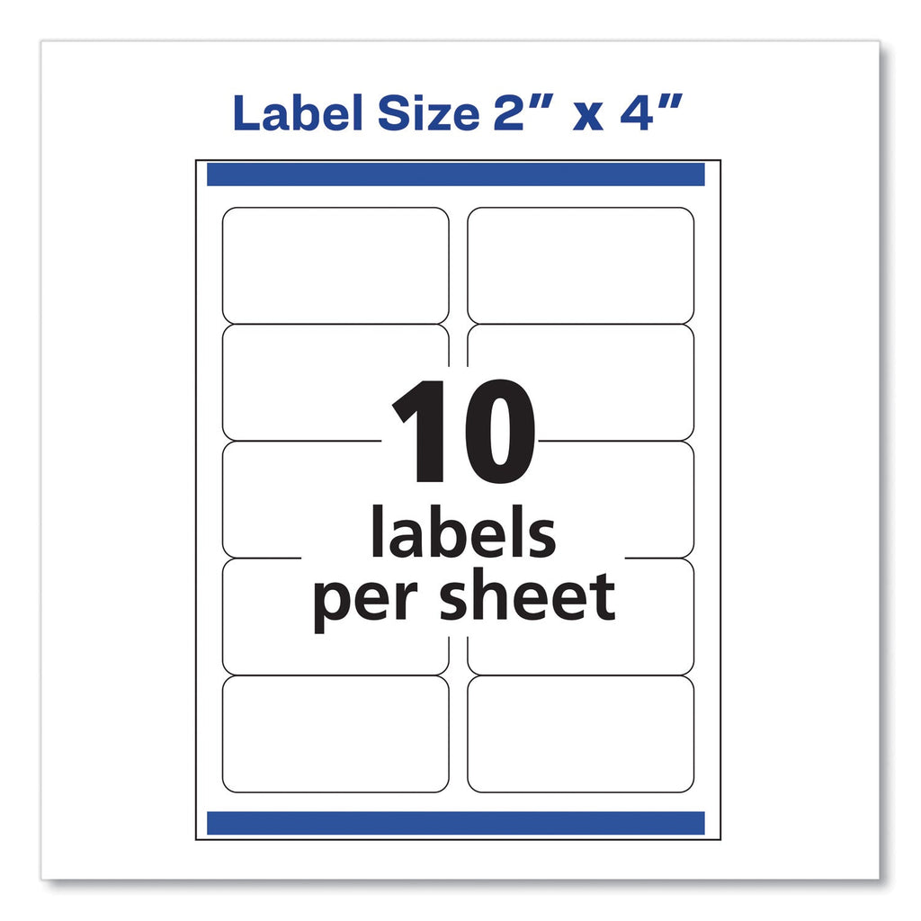 Avery Shipping Labels w/ TrueBlock Technology, Laser Printers, 2 x 4, White, 10/Sheet, 250 Sheets/Box