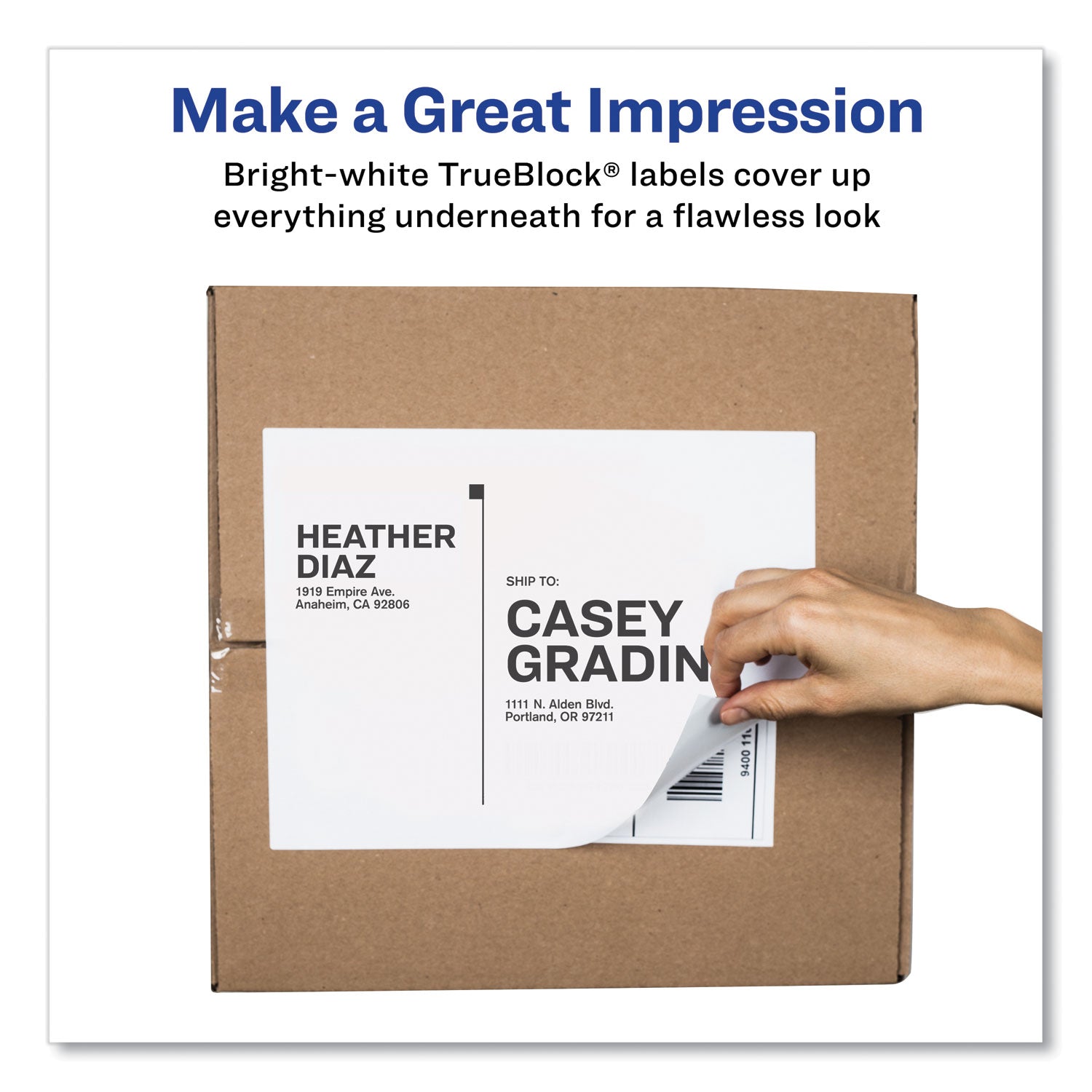 Avery Shipping Labels with TrueBlock Technology, Inkjet Printers, 8.5 x 11, White, 100/Box