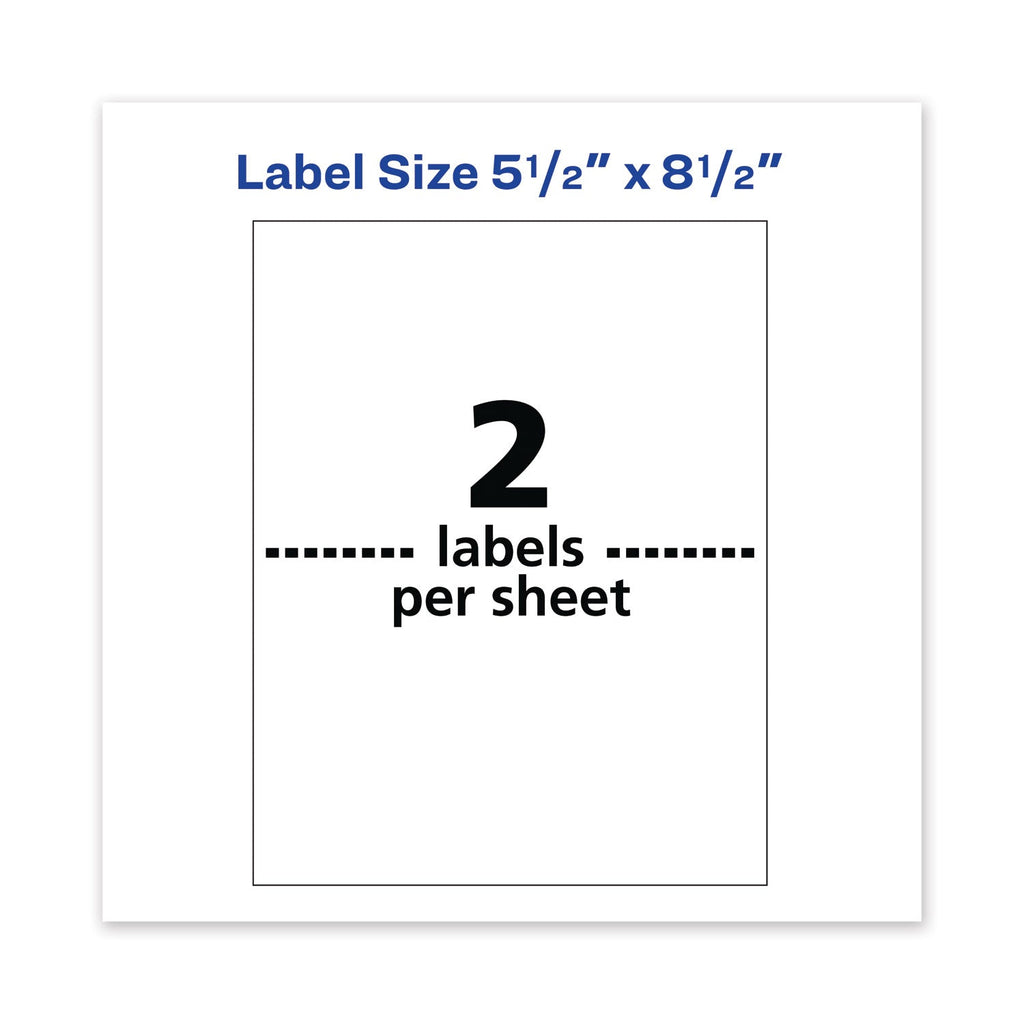 Avery Waterproof Shipping Labels with TrueBlock Technology, Laser Printers, 5.5 x 8.5, White, 2/Sheet, 500 Sheets/Box