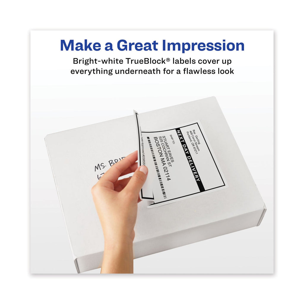 Avery Waterproof Shipping Labels with TrueBlock Technology, Laser Printers, 5.5 x 8.5, White, 2/Sheet, 500 Sheets/Box