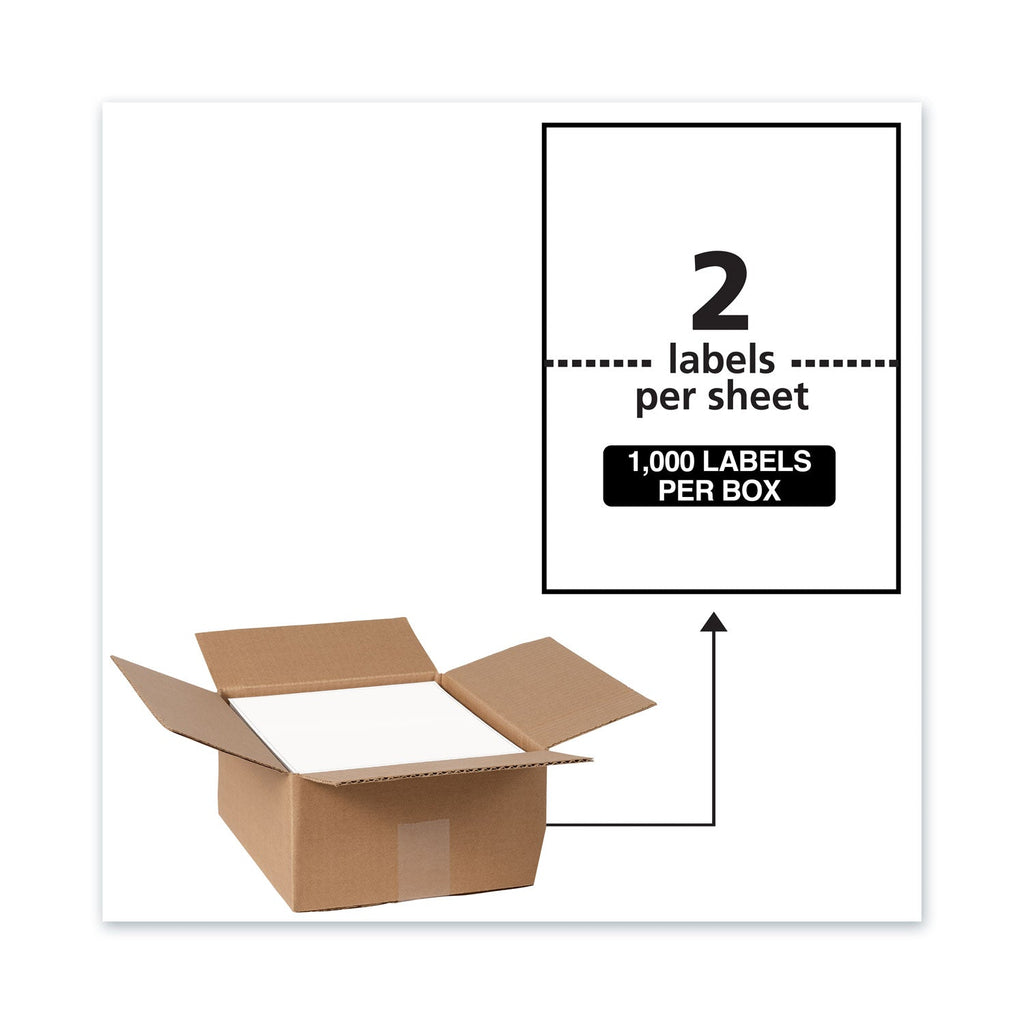 Avery Waterproof Shipping Labels with TrueBlock Technology, Laser Printers, 5.5 x 8.5, White, 2/Sheet, 500 Sheets/Box