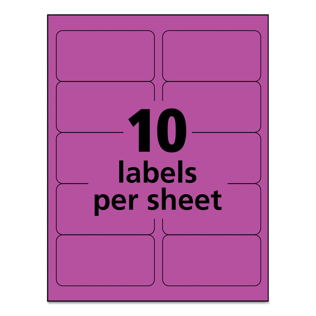 Avery High-Visibility Permanent Laser ID Labels, 2 x 4, Neon Magenta, 1000/Box