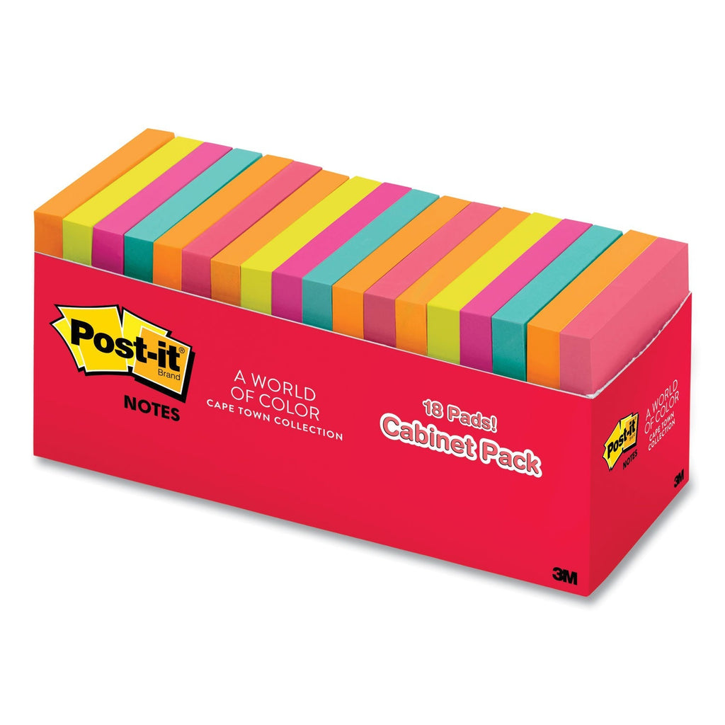 3M Post-it Original Pop-up Refill Cabinet Pack, 3" x 3", Poptimistic Collection Colors, 100 Sheets/Pad, 18 Pads/Pack