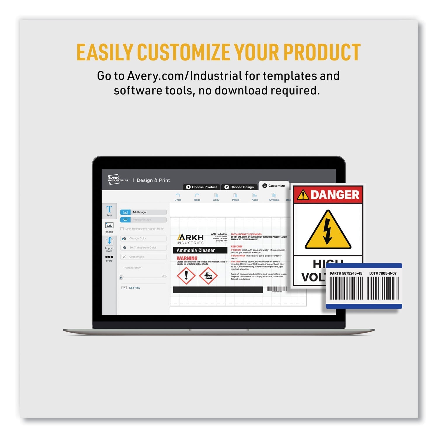 Avery UltraDuty GHS Chemical Waterproof and UV Resistant Labels, 8.5 x 11, White, 50/Box