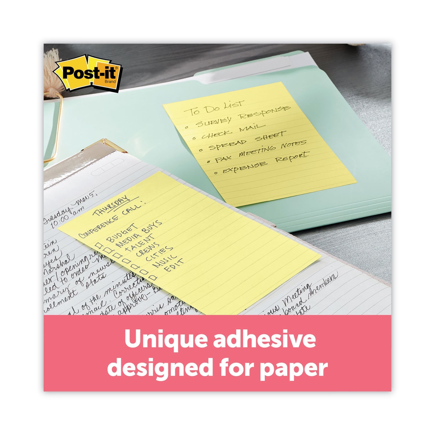 3M Post-it Original Recycled Note Pads, Note Ruled, 4" x 6", Canary Yellow, 100 Sheets/Pad, 12 Pads/Pack