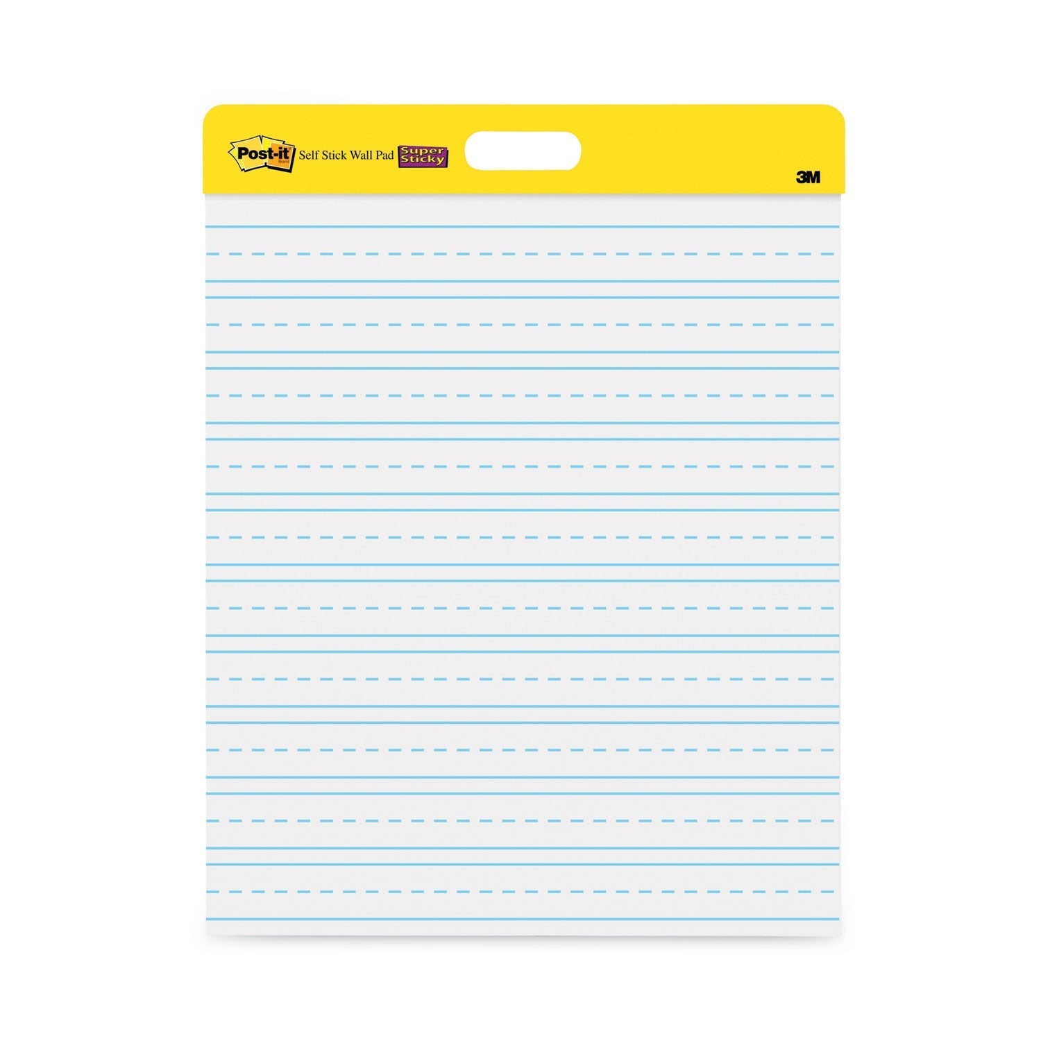 3M Post-it Self-Stick Wall Pad, Manuscript Format (Primary 3" Rule), 20 x 23, White, 20 Sheets, 2/Pack
