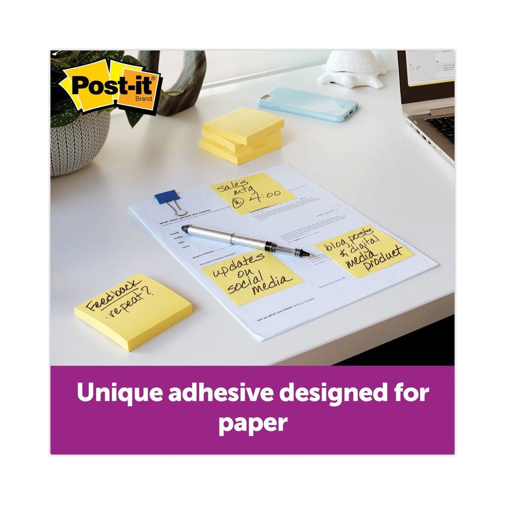 3M Post-it Original Recycled Note Pad Cabinet Pack, 3" x 3", Canary Yellow, 75 Sheets/Pad, 24 Pads/Pack