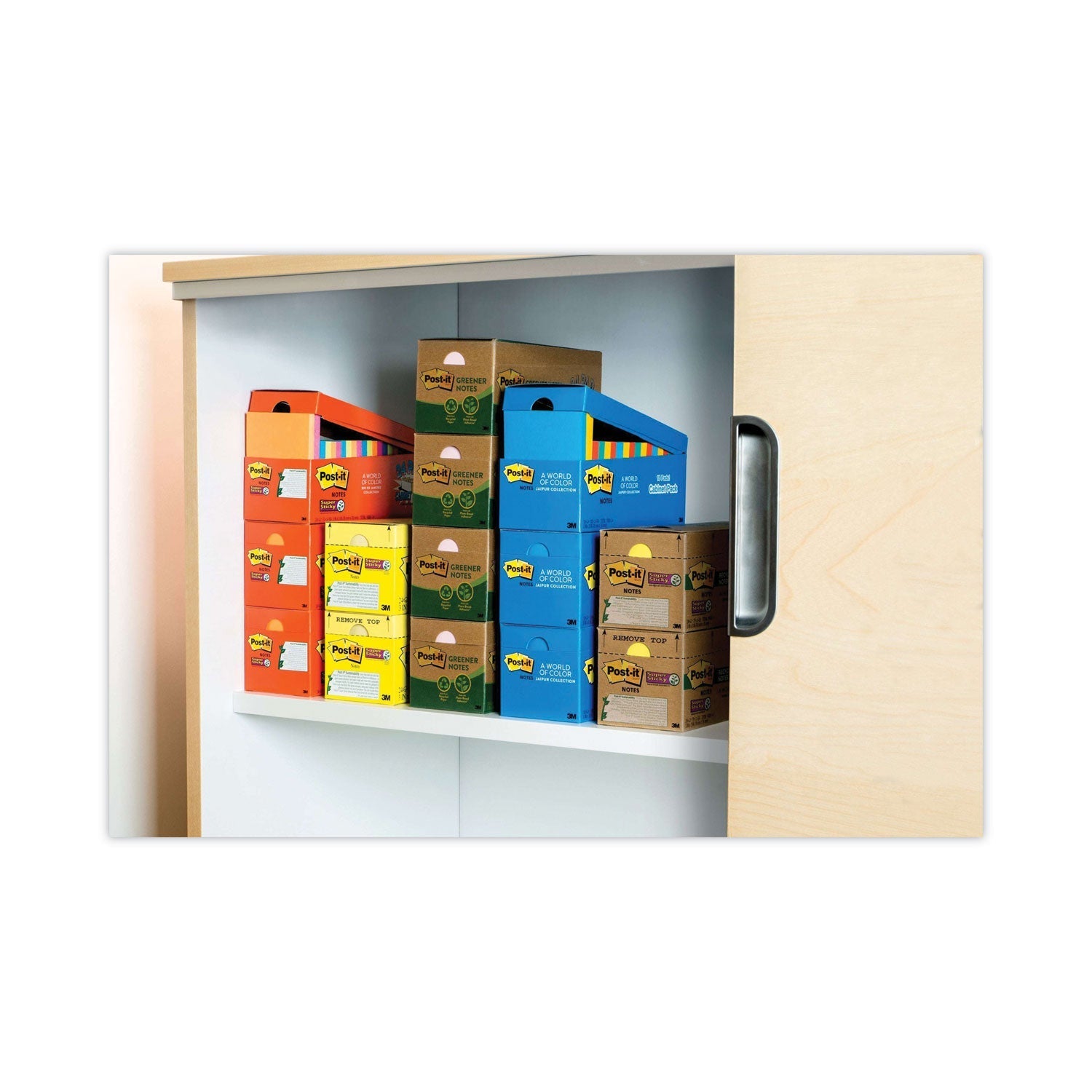 3M Post-it Original Recycled Note Pad Cabinet Pack, 3" x 3", Canary Yellow, 75 Sheets/Pad, 24 Pads/Pack