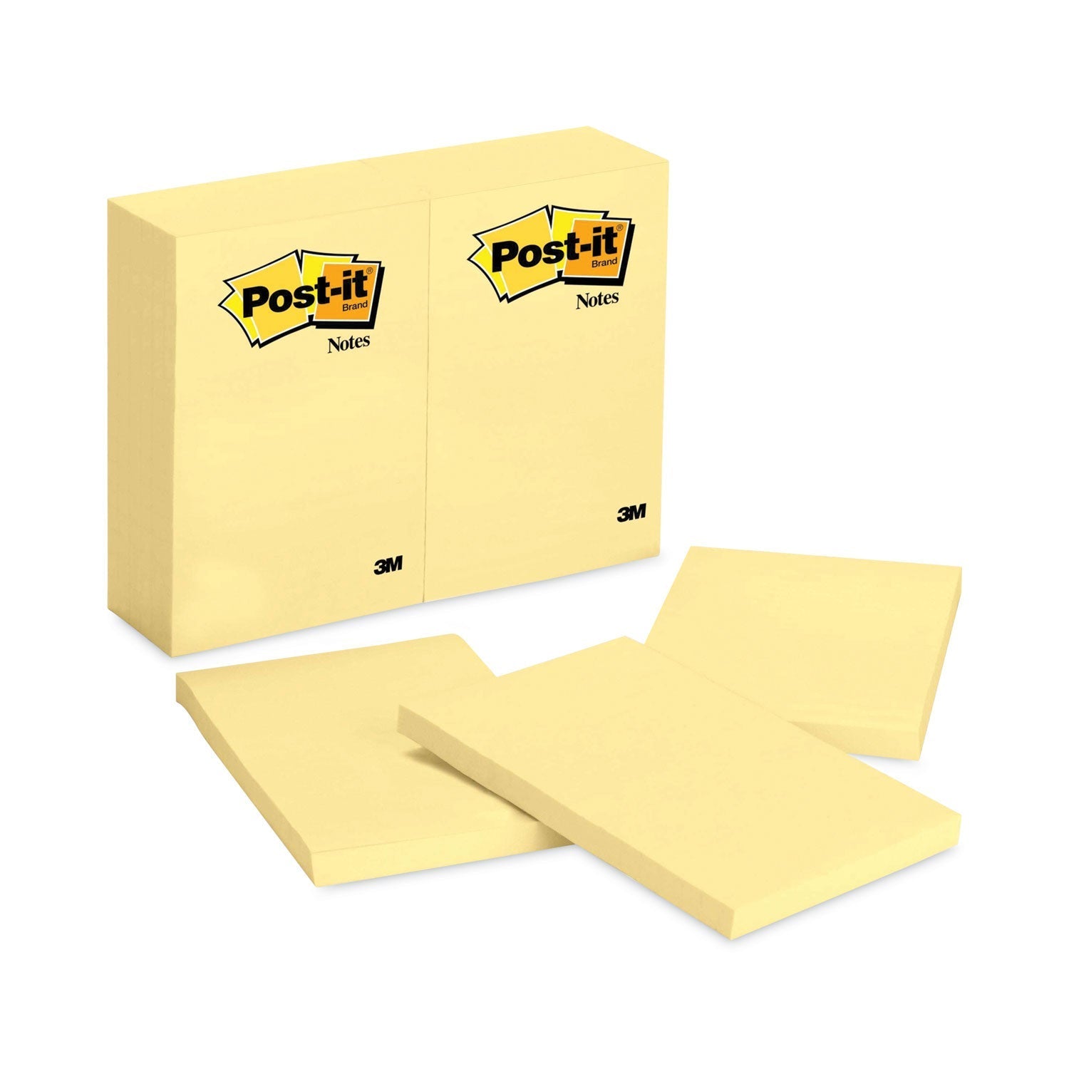 3M Post-it Original Pads in Canary Yellow, 4" x 6", 100 Sheets/Pad, 12 Pads/Pack