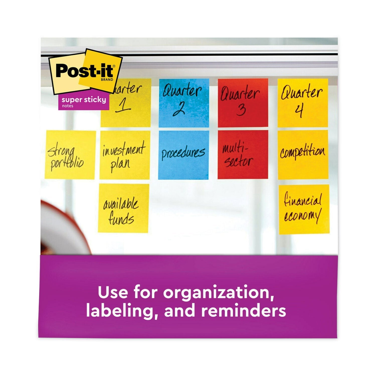 3M Post-it Pads in Playful Primary Collection Colors, 3" x 3", 90 Sheets/Pad, 12 Pads/Pack