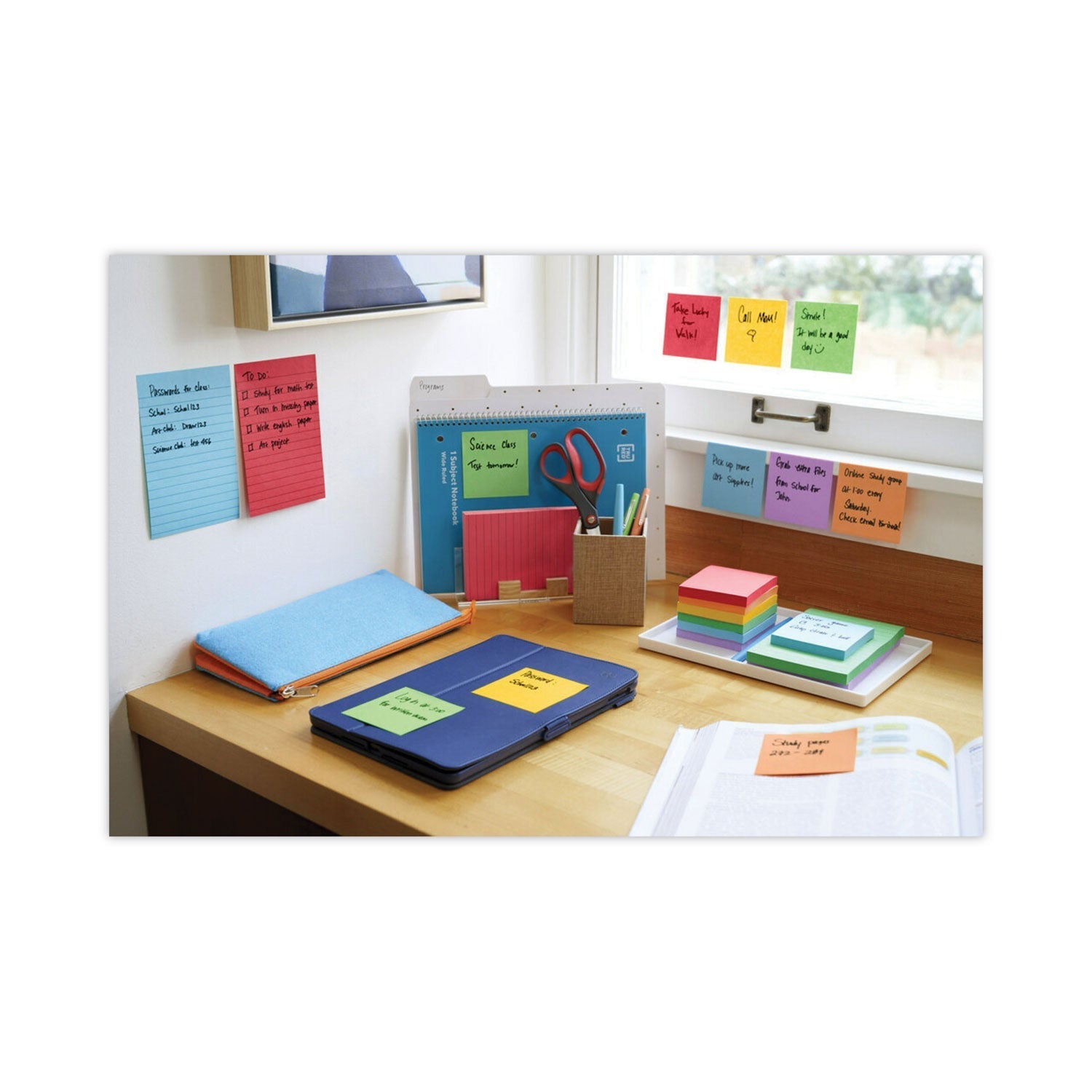 3M Post-it Pads in Playful Primary Collection Colors, 3" x 3", 90 Sheets/Pad, 12 Pads/Pack