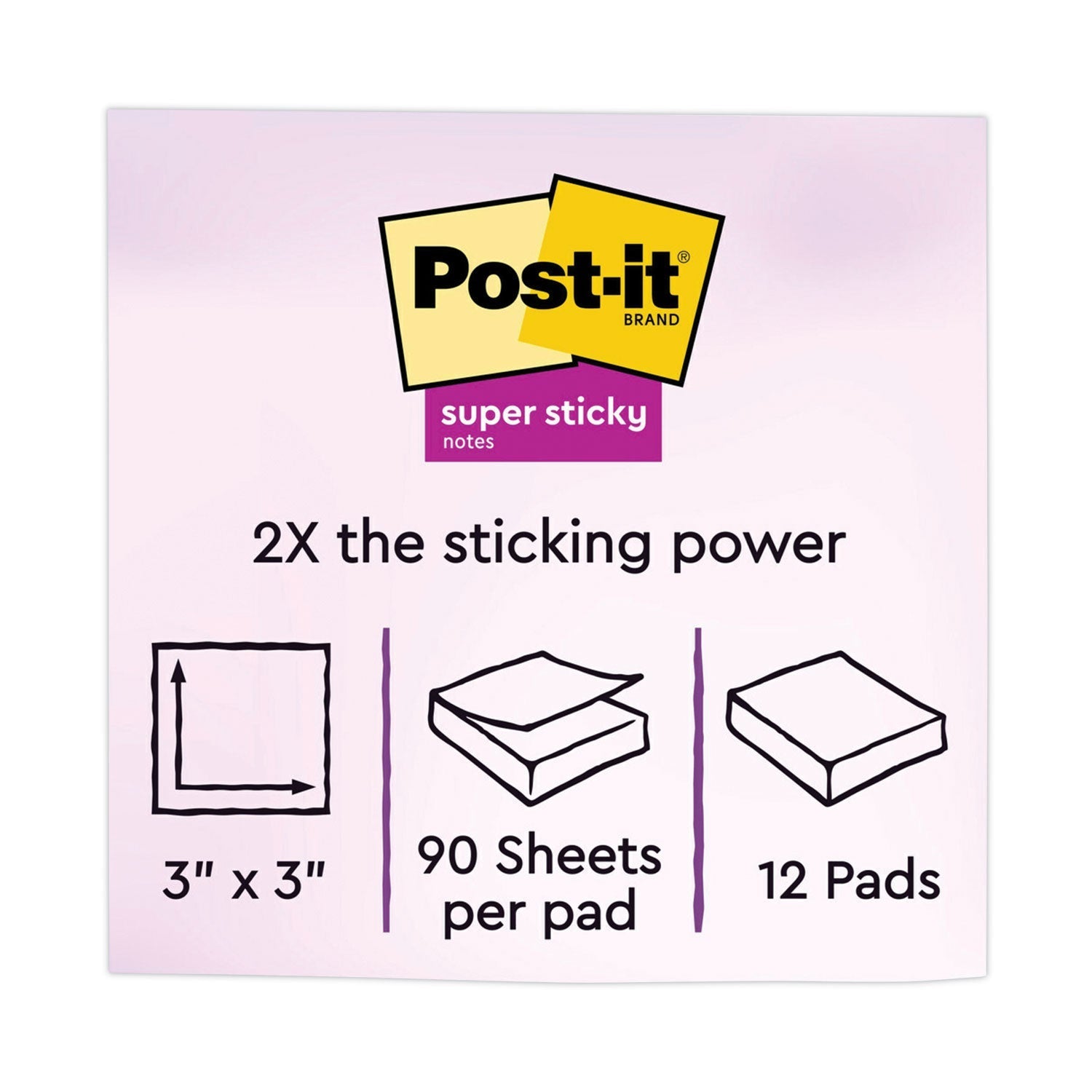 3M Post-it Pads in Supernova Neon Collection Colors, 3" x 3", 90 Sheets/Pad, 12 Pads/Pack