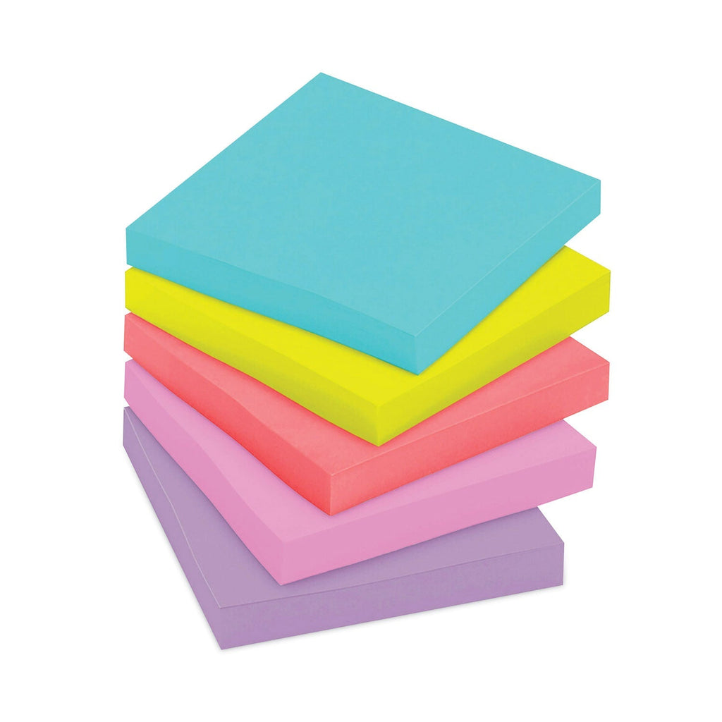 3M Post-it Pads in Supernova Neon Collection Colors, 3" x 3", 90 Sheets/Pad, 12 Pads/Pack
