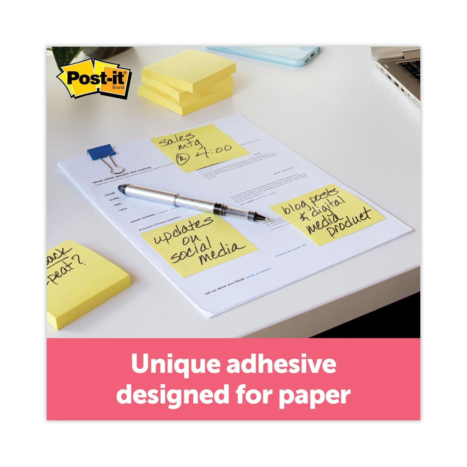 3M Post-it Original Pads in Canary Yellow, Cabinet Pack, 3" x 3", 90 Sheets/Pad, 18 Pads/Pack