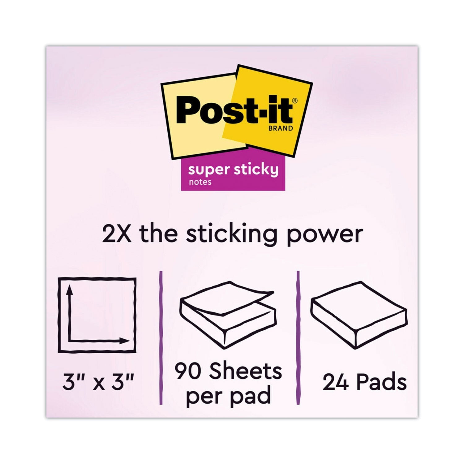 3M Post-it Pads in Canary Yellow, Cabinet Pack, 3" x 3", 90 Sheets/Pad, 24 Pads/Pack