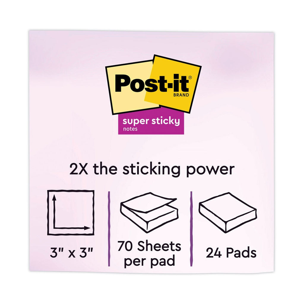 3M Post-it Pads in Supernova Neon Collection Colors, Cabinet Pack, 3" x 3", 70 Sheets/Pad, 24 Pads/Pack