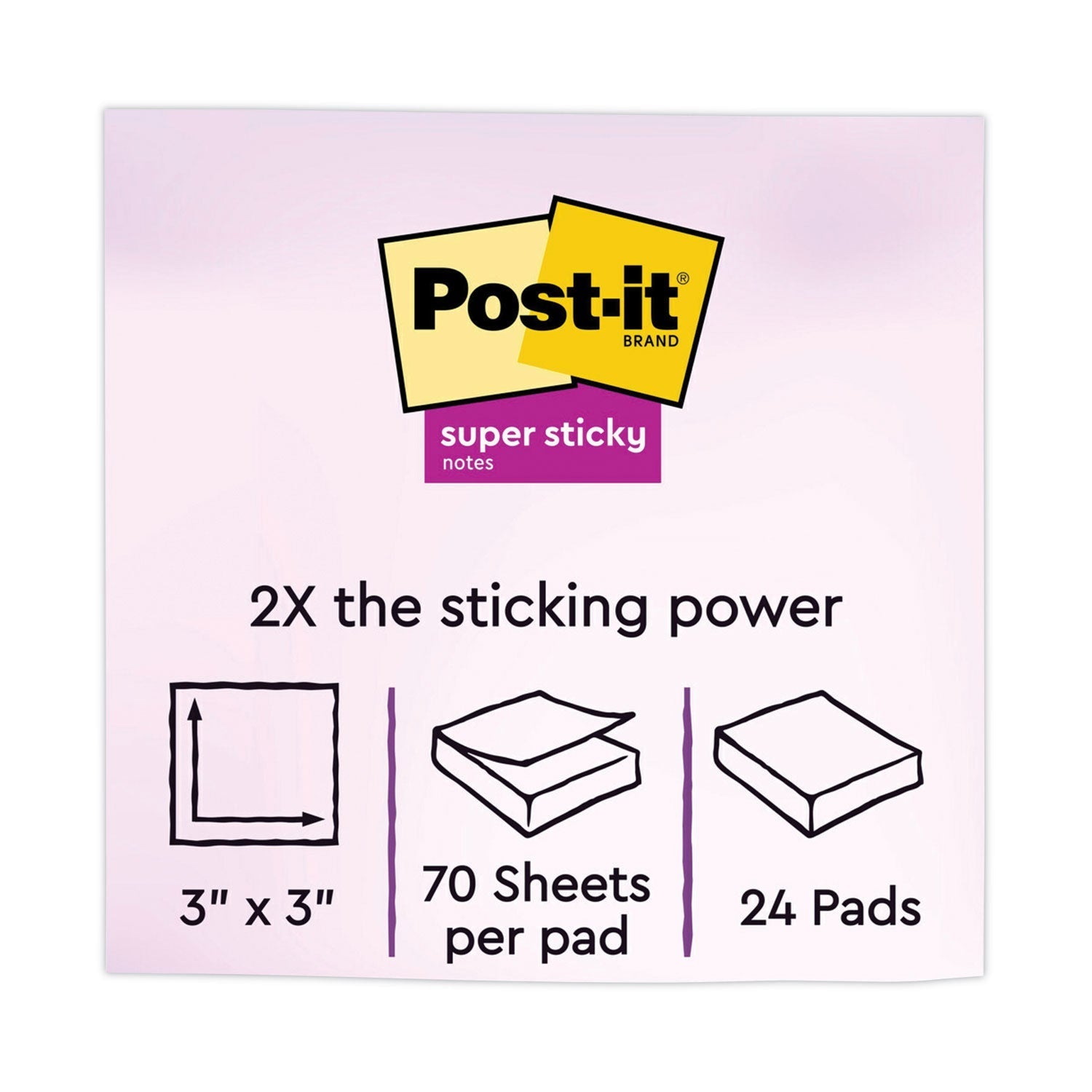 3M Post-it Pads in Supernova Neon Collection Colors, Cabinet Pack, 3" x 3", 70 Sheets/Pad, 24 Pads/Pack