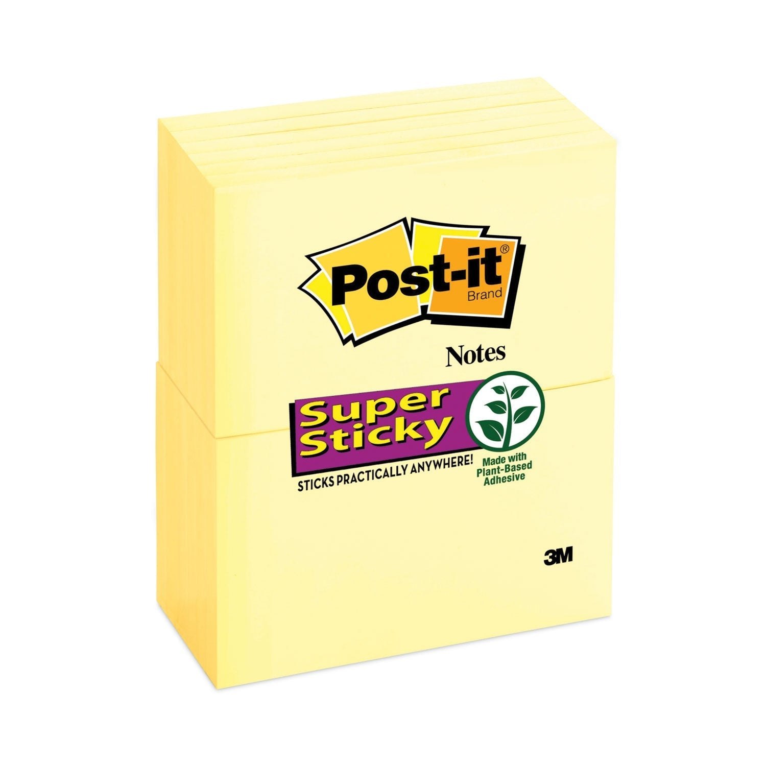 3M Post-it Pads in Canary Yellow, 3" x 5", 90 Sheets/Pad, 12 Pads/Pack