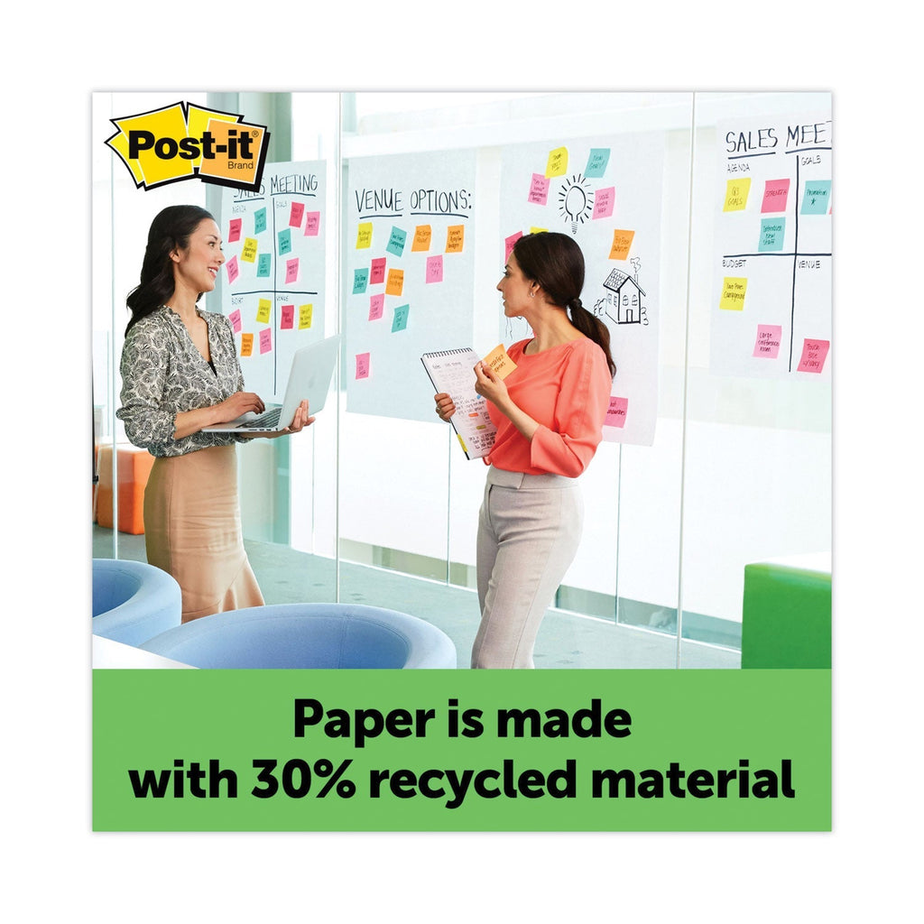 3M Post-it Vertical-Orientation Self-Stick Easel Pads, Green Headband, Unruled, 25 x 30, White, 30 Sheets, 2/Carton