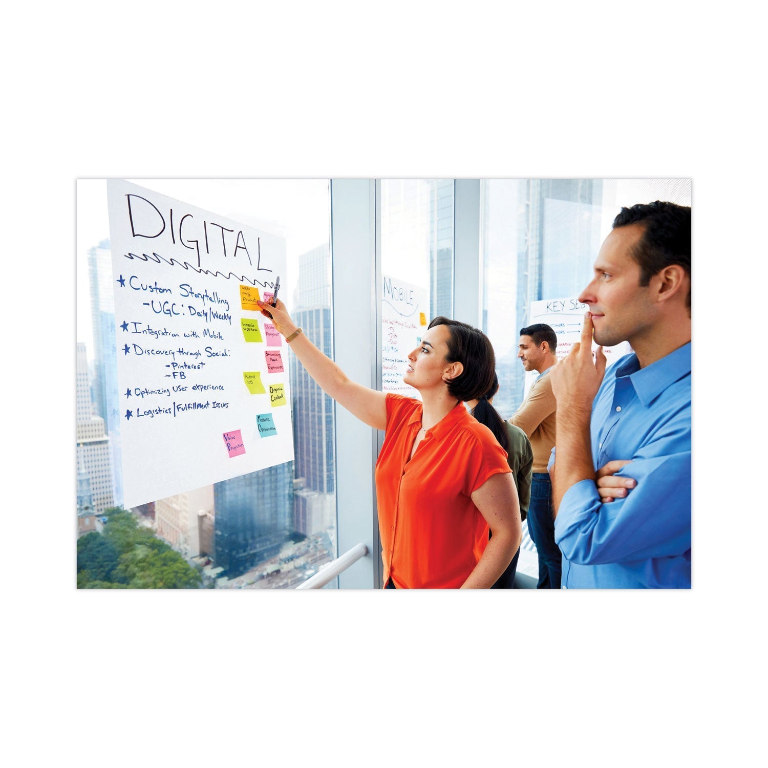 3M Post-it Vertical-Orientation Self-Stick Easel Pads, Green Headband, Unruled, 25 x 30, White, 30 Sheets, 2/Carton