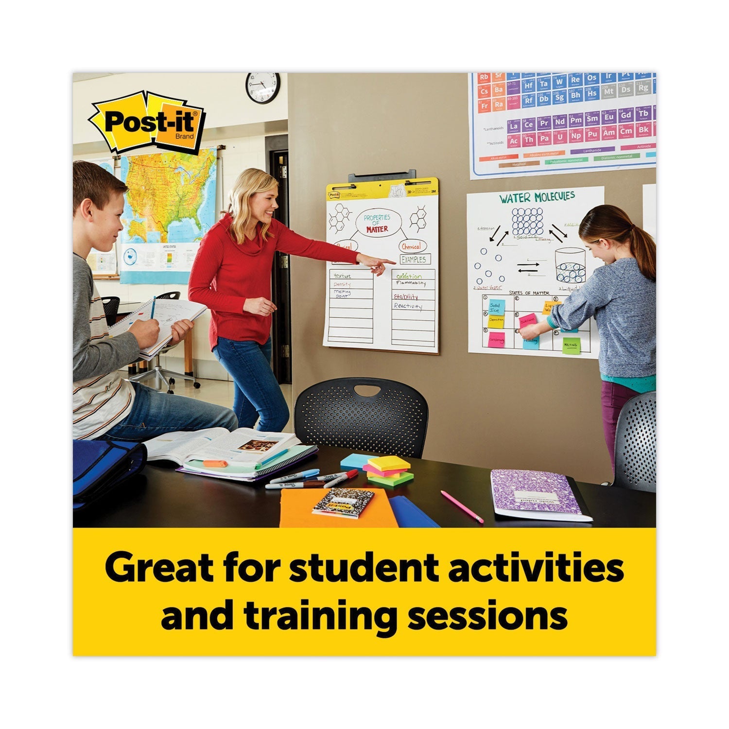 3M Post-it Vertical-Orientation Self-Stick Easel Pad Value Pack, Unruled, 25 x 30, White, 30 Sheets, 4/Carton