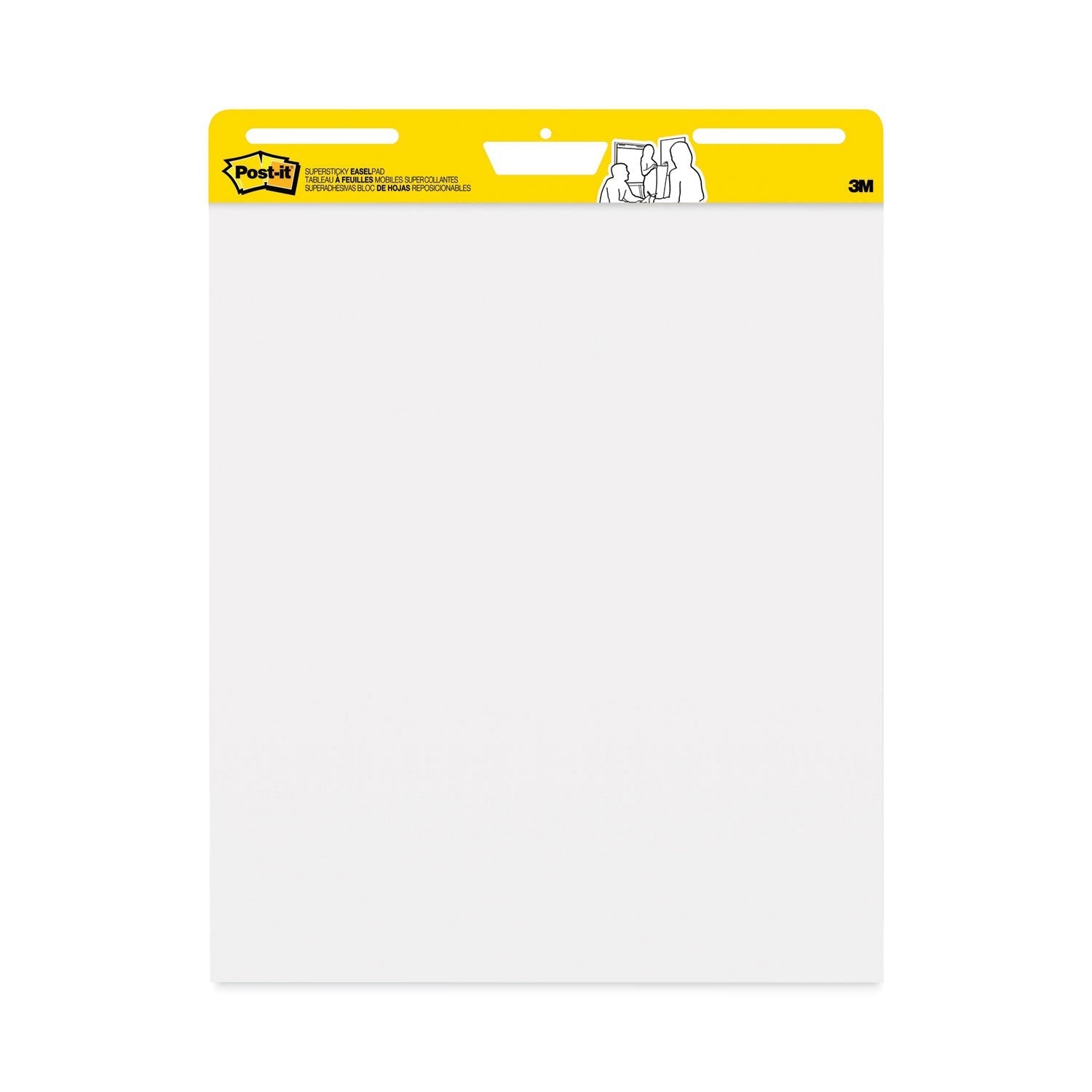3M Post-it Vertical-Orientation Self-Stick Easel Pad Value Pack, Unruled, 25 x 30, White, 30 Sheets, 4/Carton