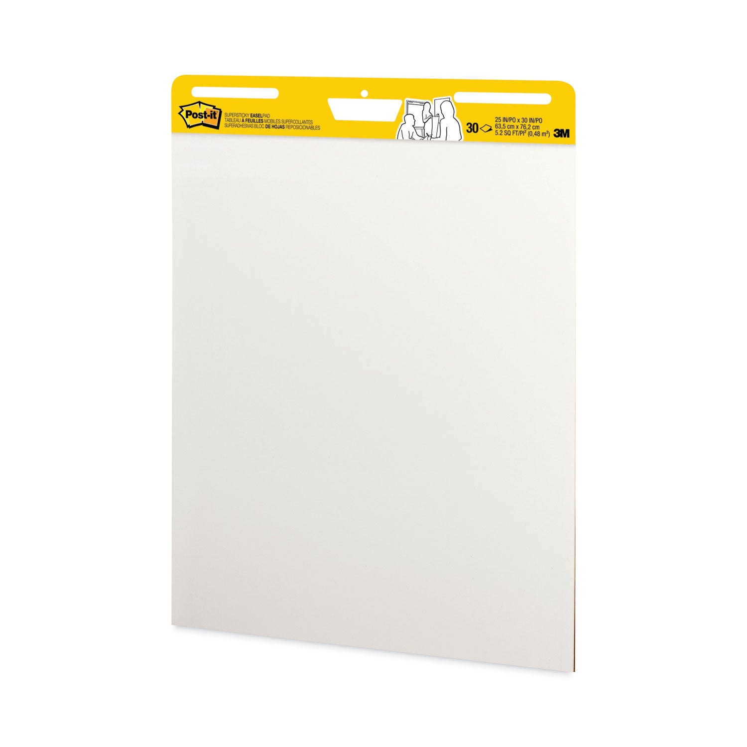 3M Post-it Vertical-Orientation Self-Stick Easel Pad Value Pack, Unruled, 25 x 30, White, 30 Sheets, 4/Carton
