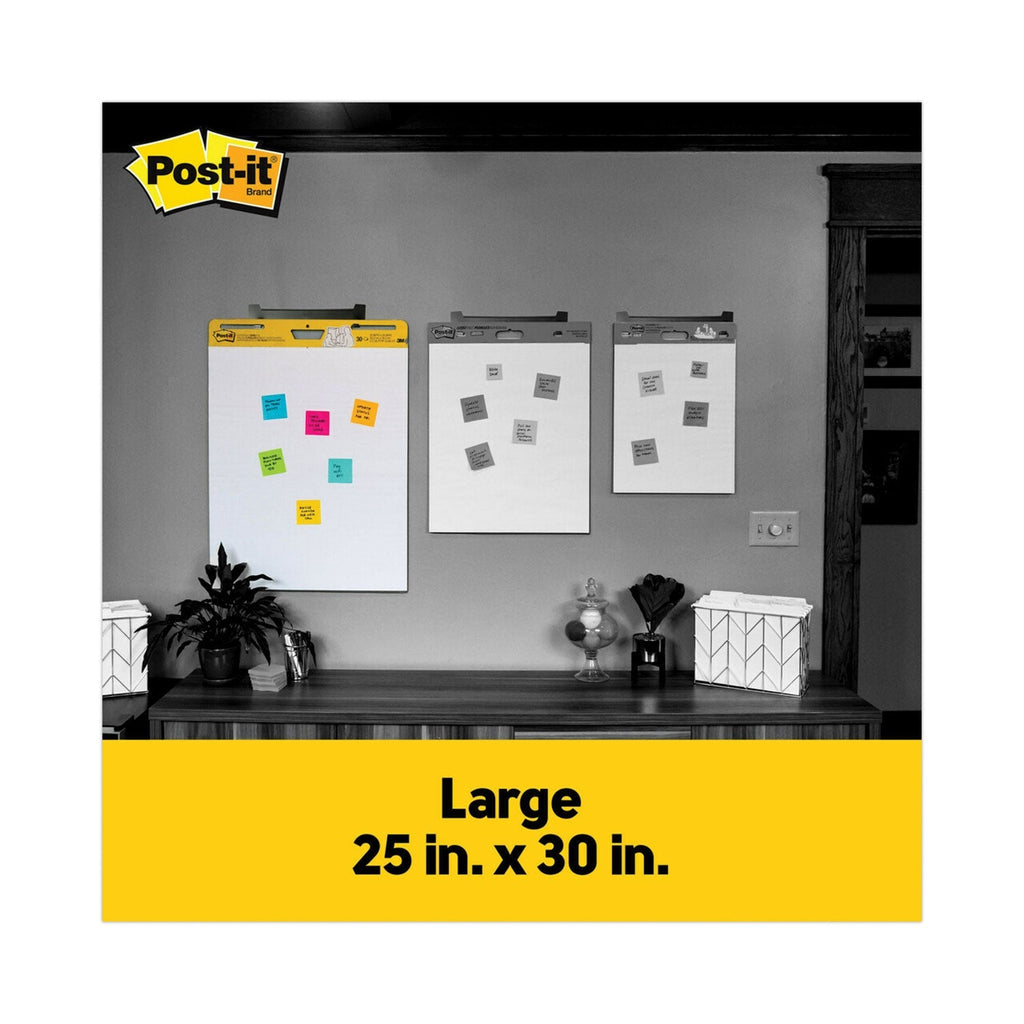 3M Post-it Vertical-Orientation Self-Stick Easel Pad Value Pack, Unruled, 25 x 30, White, 30 Sheets, 6/Carton