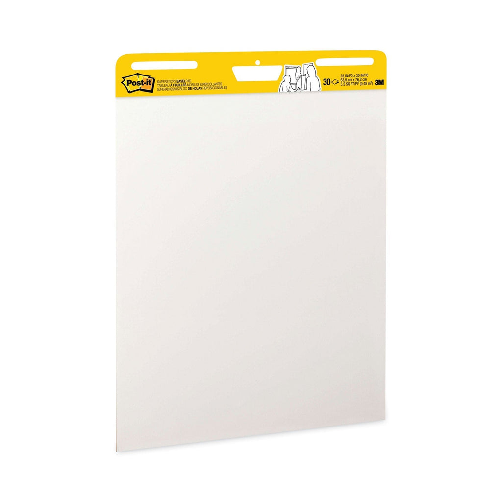 3M Post-it Vertical-Orientation Self-Stick Easel Pad Value Pack, Unruled, 25 x 30, White, 30 Sheets, 6/Carton