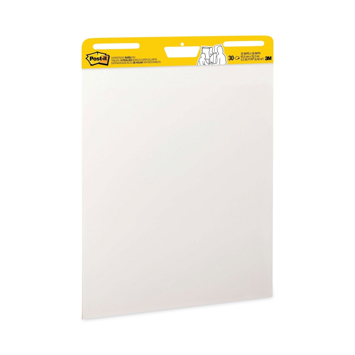 3M Post-it Vertical-Orientation Self-Stick Easel Pad Value Pack, Unruled, 25 x 30, White, 30 Sheets, 6/Carton
