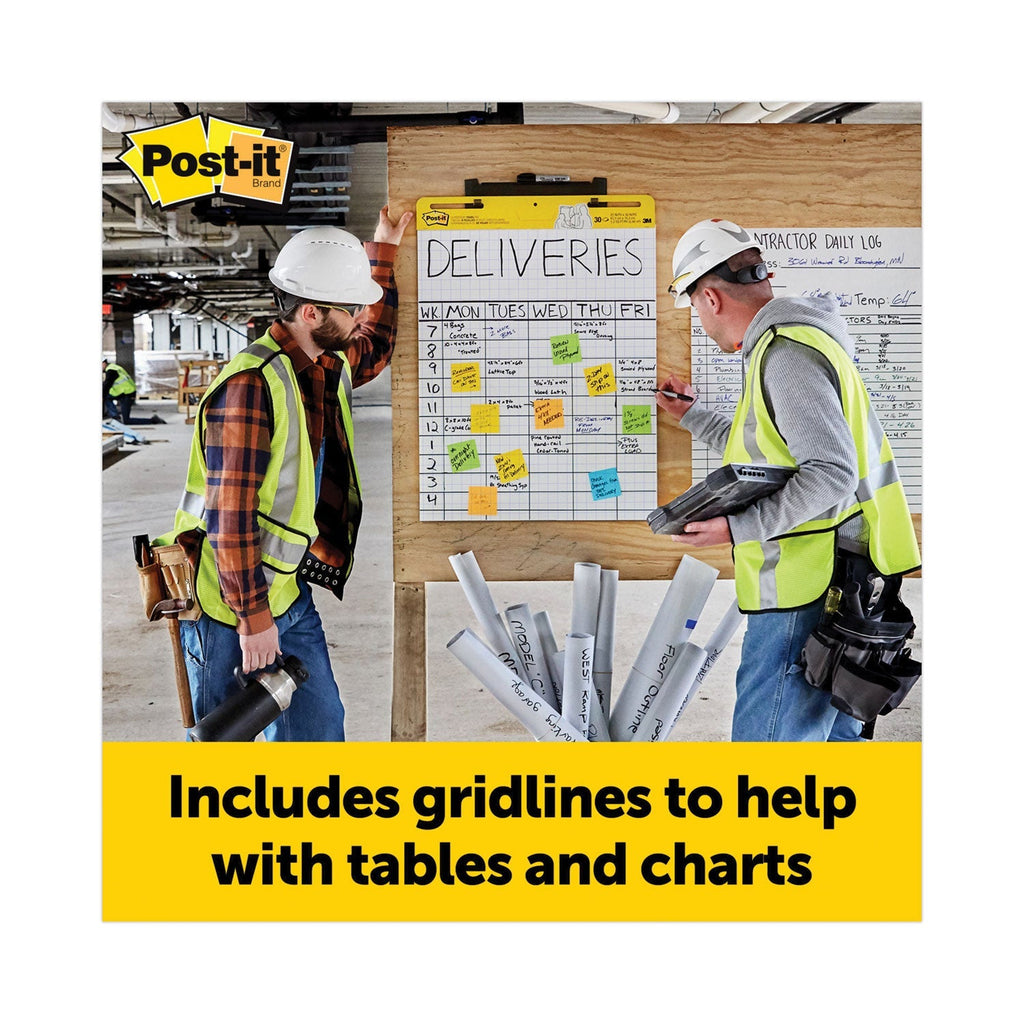 3M Post-it Vertical-Orientation Self-Stick Easel Pads, Quadrille Rule (1 sq/in), 25 x 30, White, 30 Sheets, 2/Carton