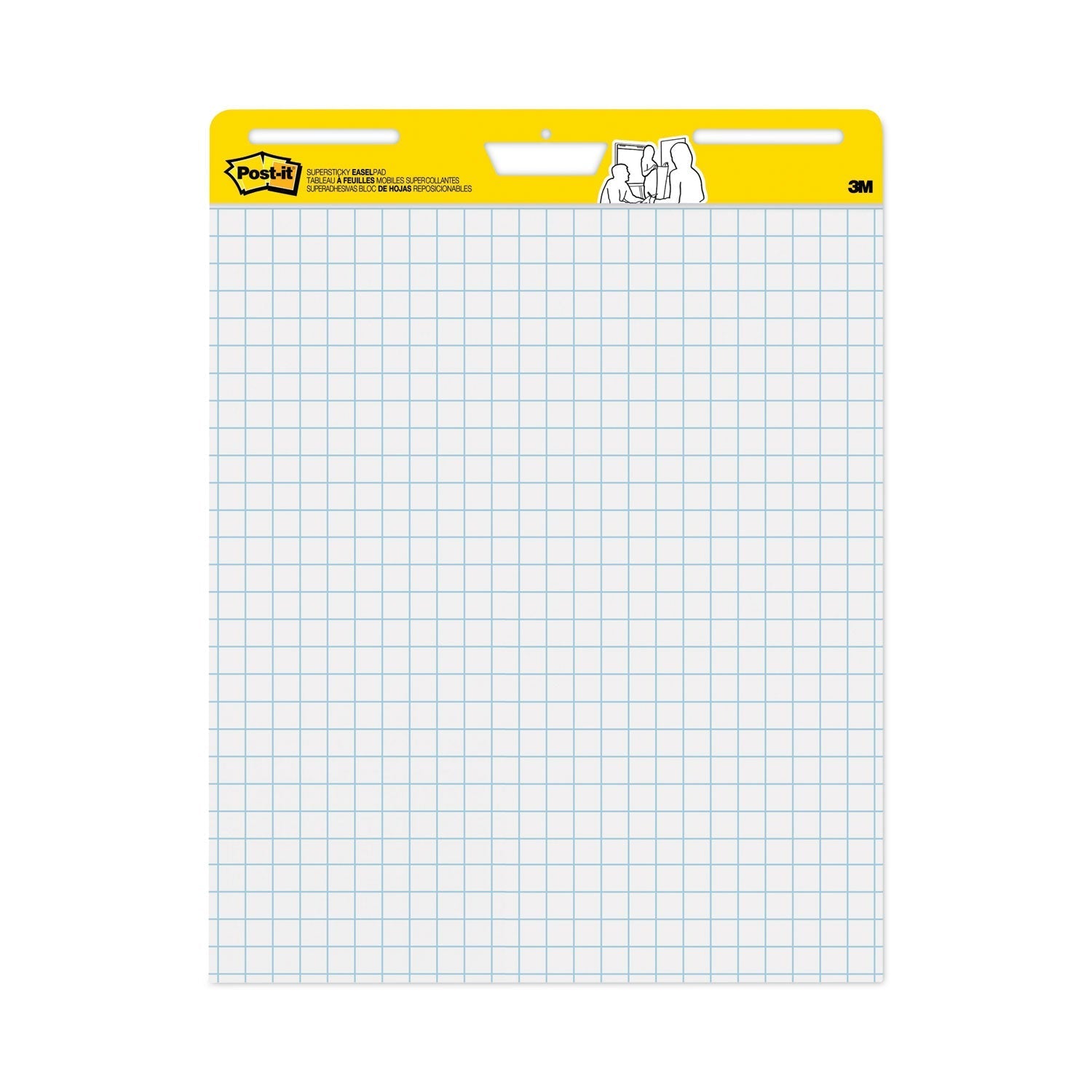 3M Post-it Vertical-Orientation Self-Stick Easel Pads, Quadrille Rule (1 sq/in), 25 x 30, White, 30 Sheets, 2/Carton