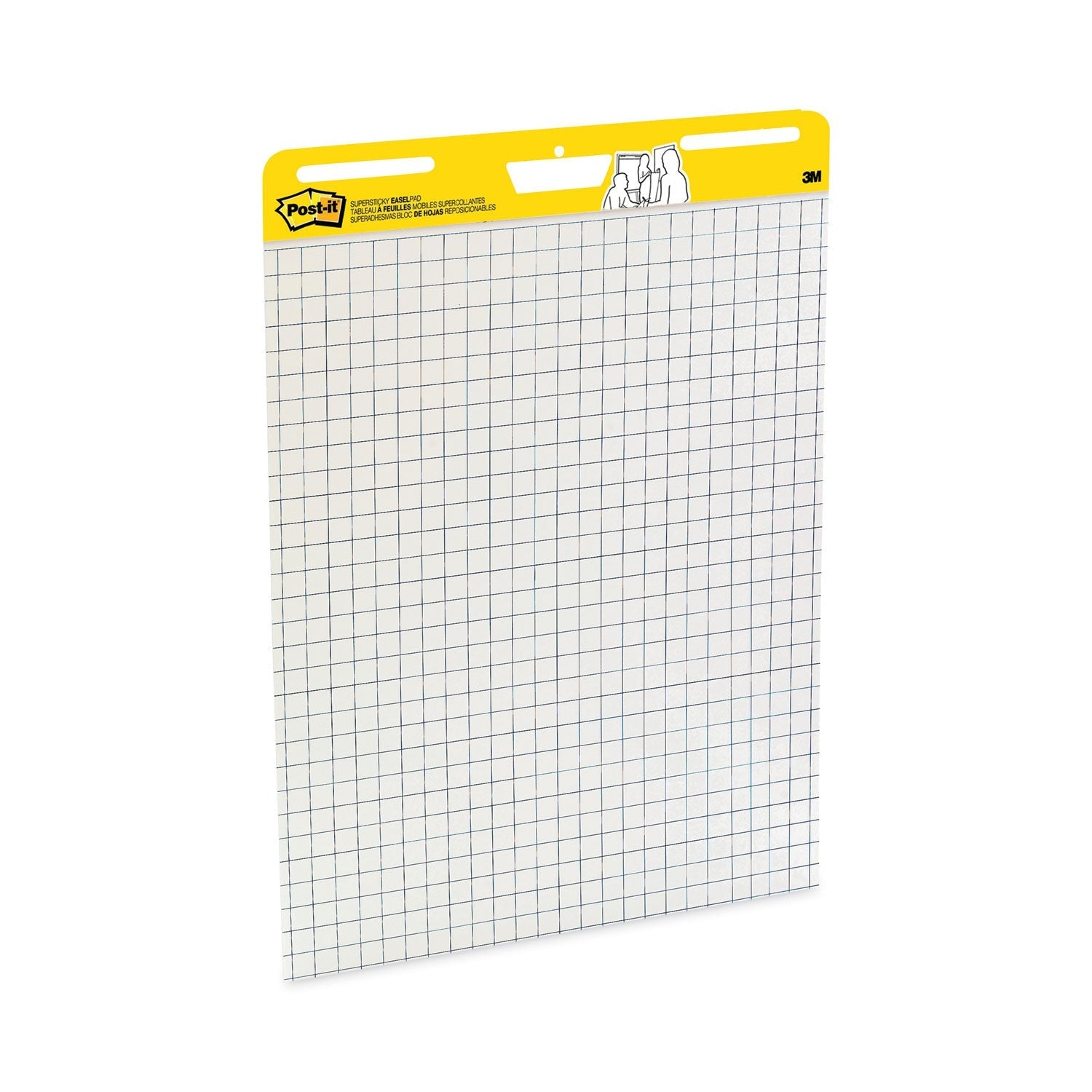 3M Post-it Vertical-Orientation Self-Stick Easel Pads, Quadrille Rule (1 sq/in), 25 x 30, White, 30 Sheets, 2/Carton