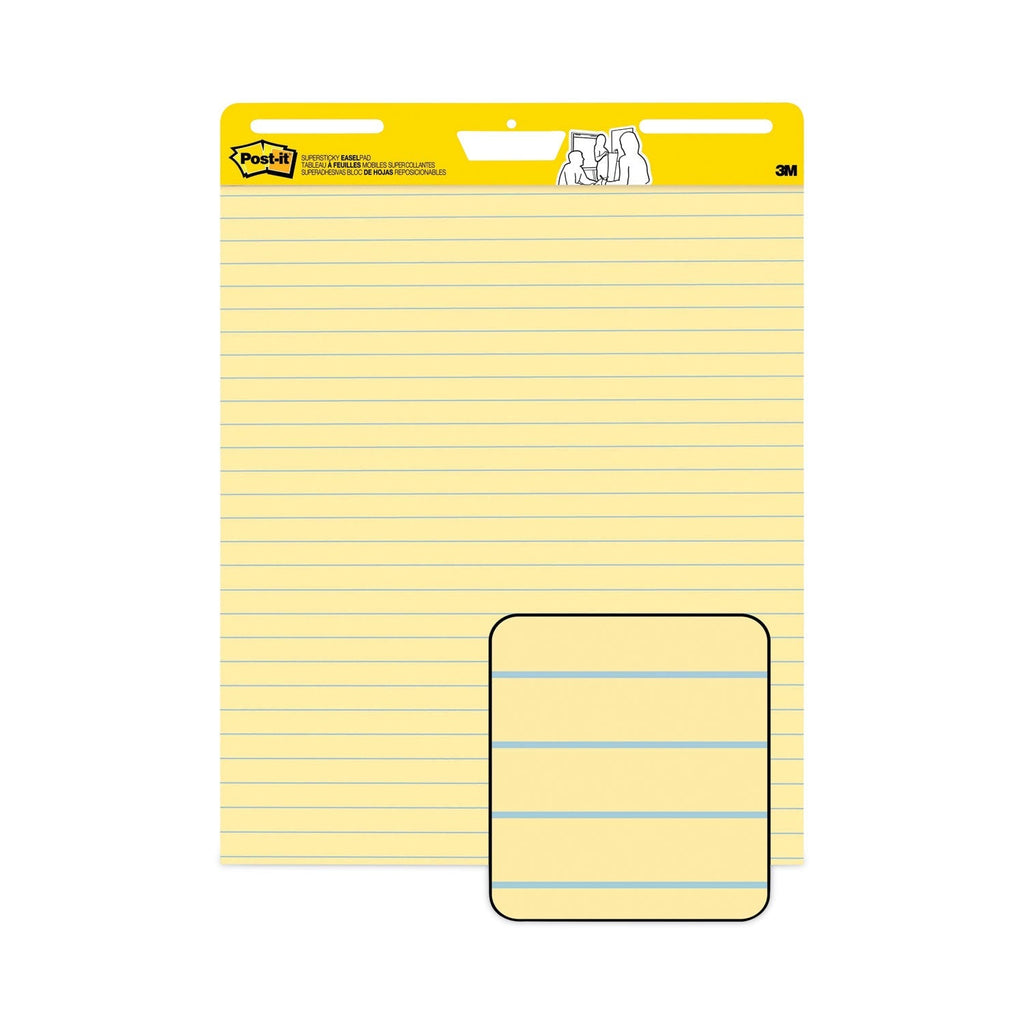 3M Post-it Vertical-Orientation Self-Stick Easel Pad Value Pack, Presentation Format (1.5" Rule), 25 x 30, Yellow, 30 Sheets, 4/Carton