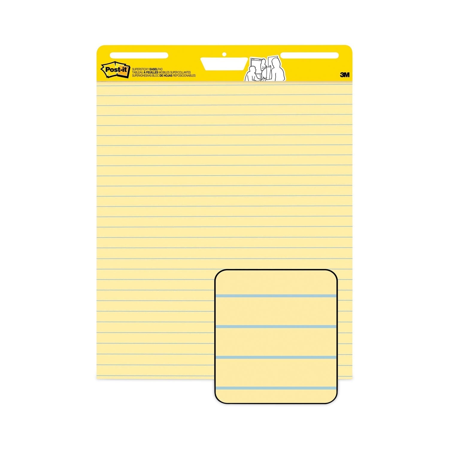 3M Post-it Vertical-Orientation Self-Stick Easel Pad Value Pack, Presentation Format (1.5" Rule), 25 x 30, Yellow, 30 Sheets, 4/Carton