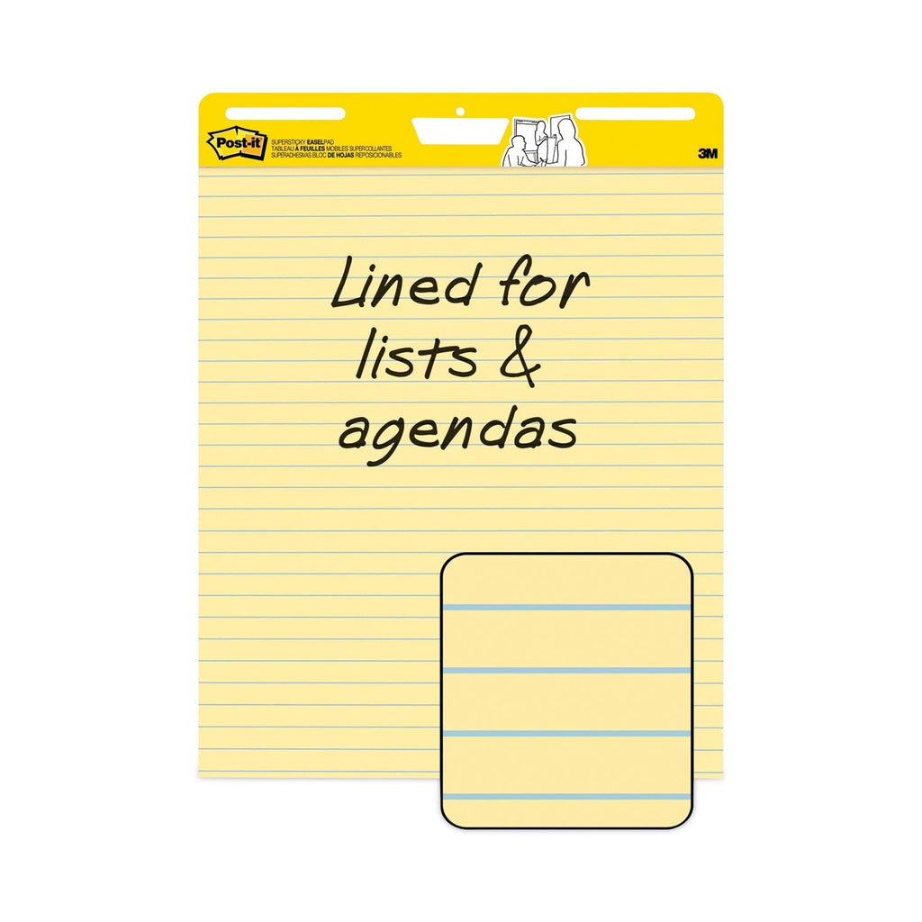 3M Post-it Vertical-Orientation Self-Stick Easel Pad Value Pack, Presentation Format (1.5" Rule), 25 x 30, Yellow, 30 Sheets, 4/Carton