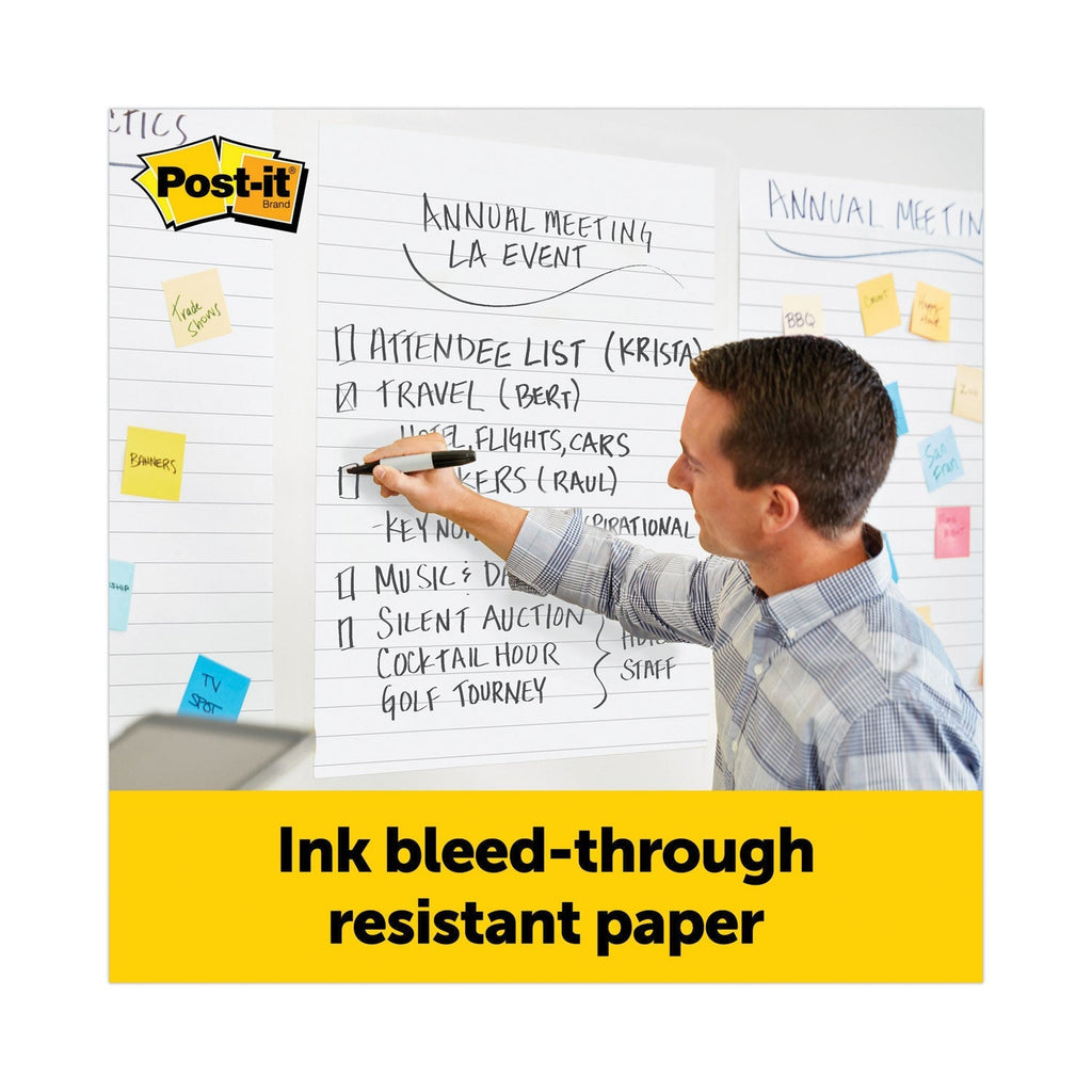 3M Post-it Vertical-Orientation Self-Stick Easel Pads, Presentation Format (1.5" Rule), 25 x 30, White, 30 Sheets, 2/Pack