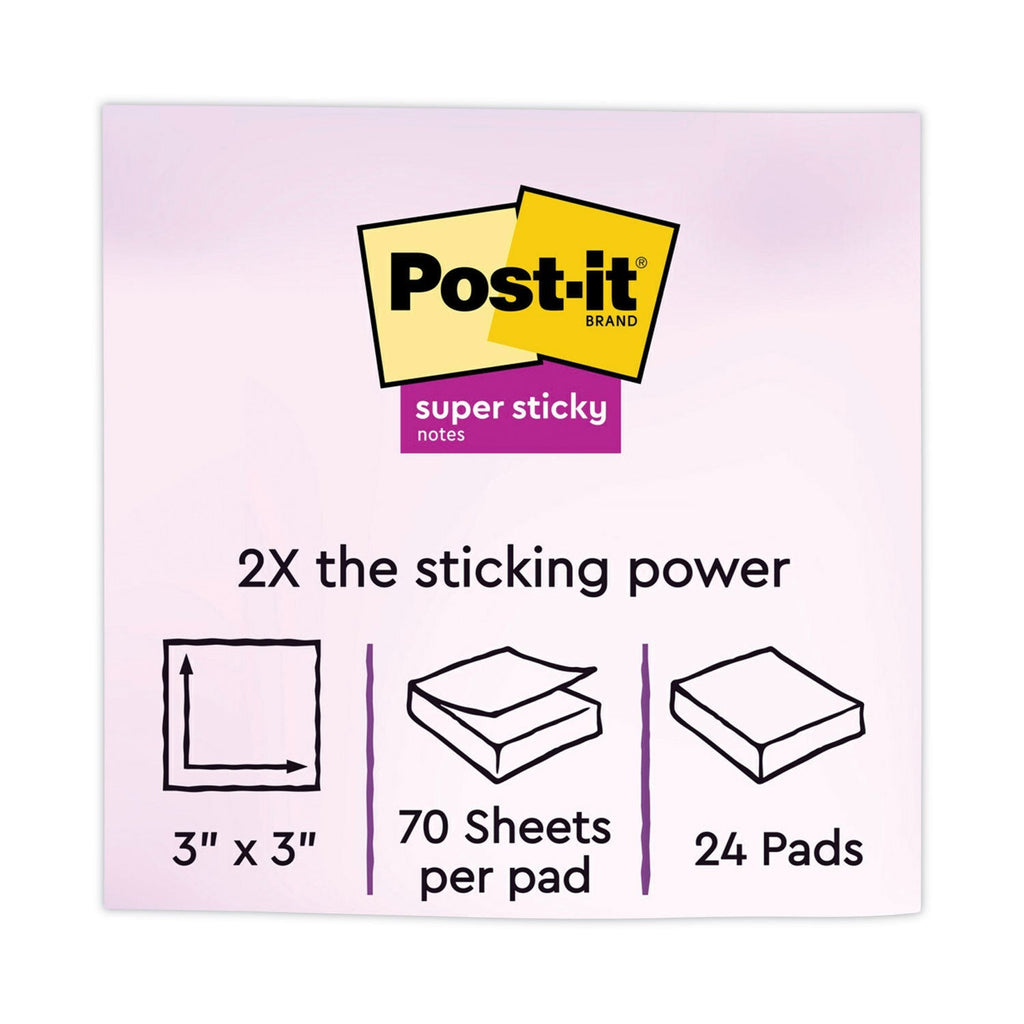 3M Post-it Pads in Energy Boost Collection Colors, Cabinet Pack, 3" x 3", 70 Sheets/Pad, 24 Pads/Pack