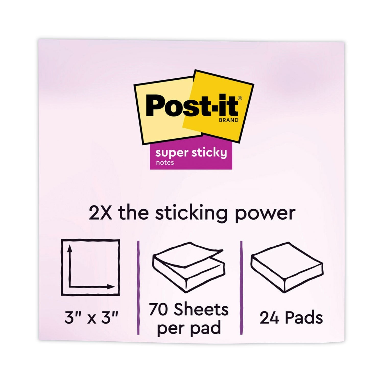 3M Post-it Pads in Energy Boost Collection Colors, Cabinet Pack, 3" x 3", 70 Sheets/Pad, 24 Pads/Pack