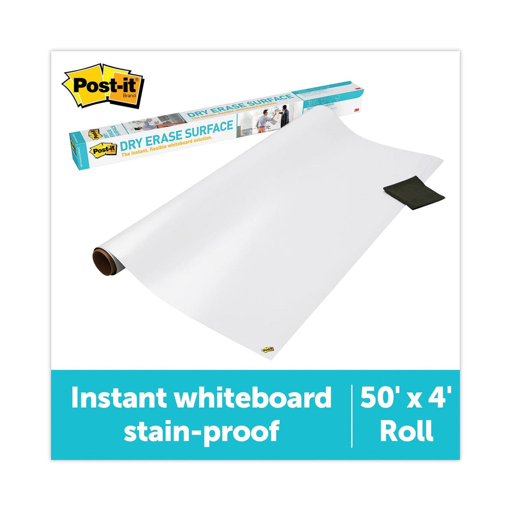 3M Post-it Dry Erase Surface, 50 ft x 4 ft, White